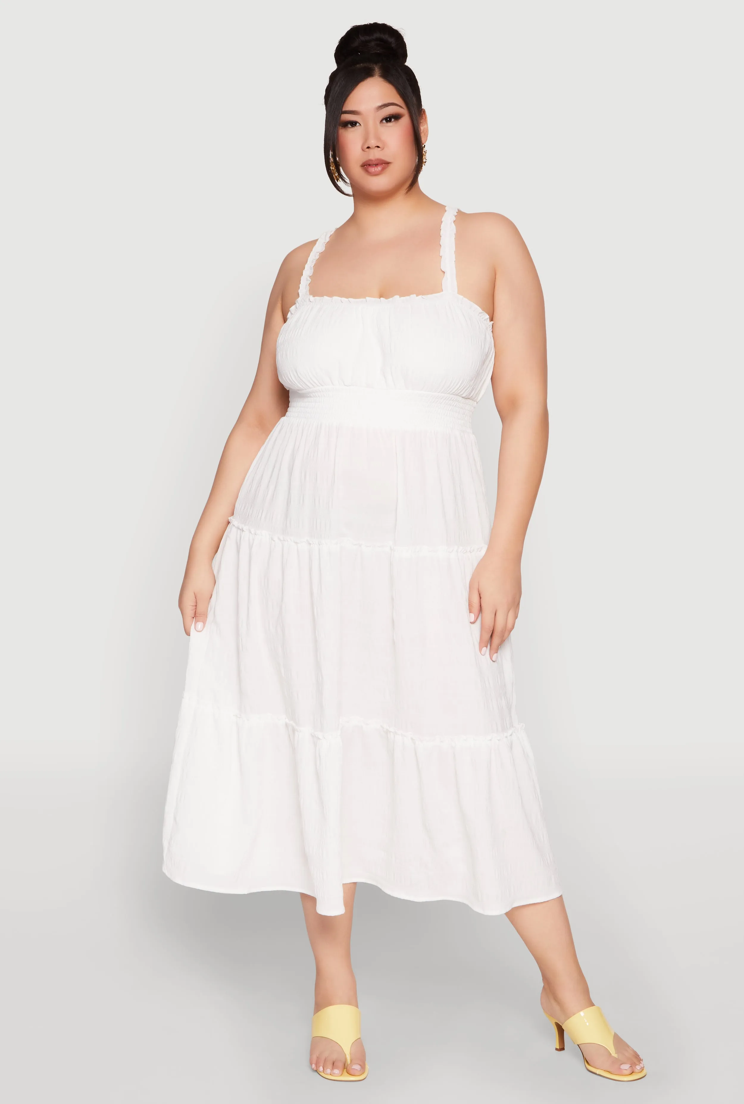 Plus Size Almost Famous Smocked Tiered Dress sold by Rainbow