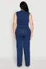 Plus Size Daisy Sleeveless Button Front Denim Jumpsuit sold by Rainbow