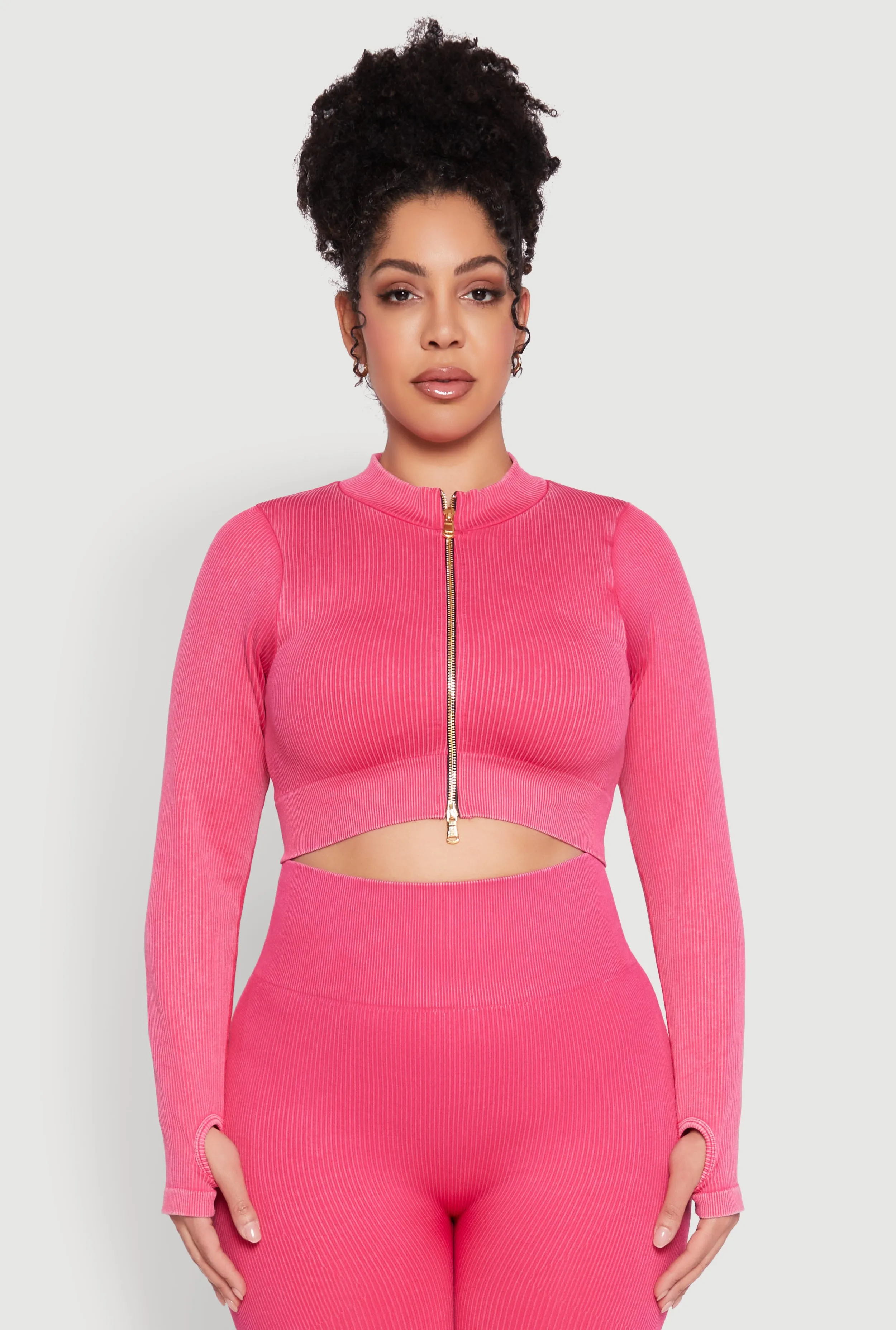 Plus Size Daisy Acid Wash Track Jacket sold by Rainbow