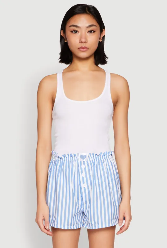 Heart Detail Striped Pajama Shorts sold by Rainbow