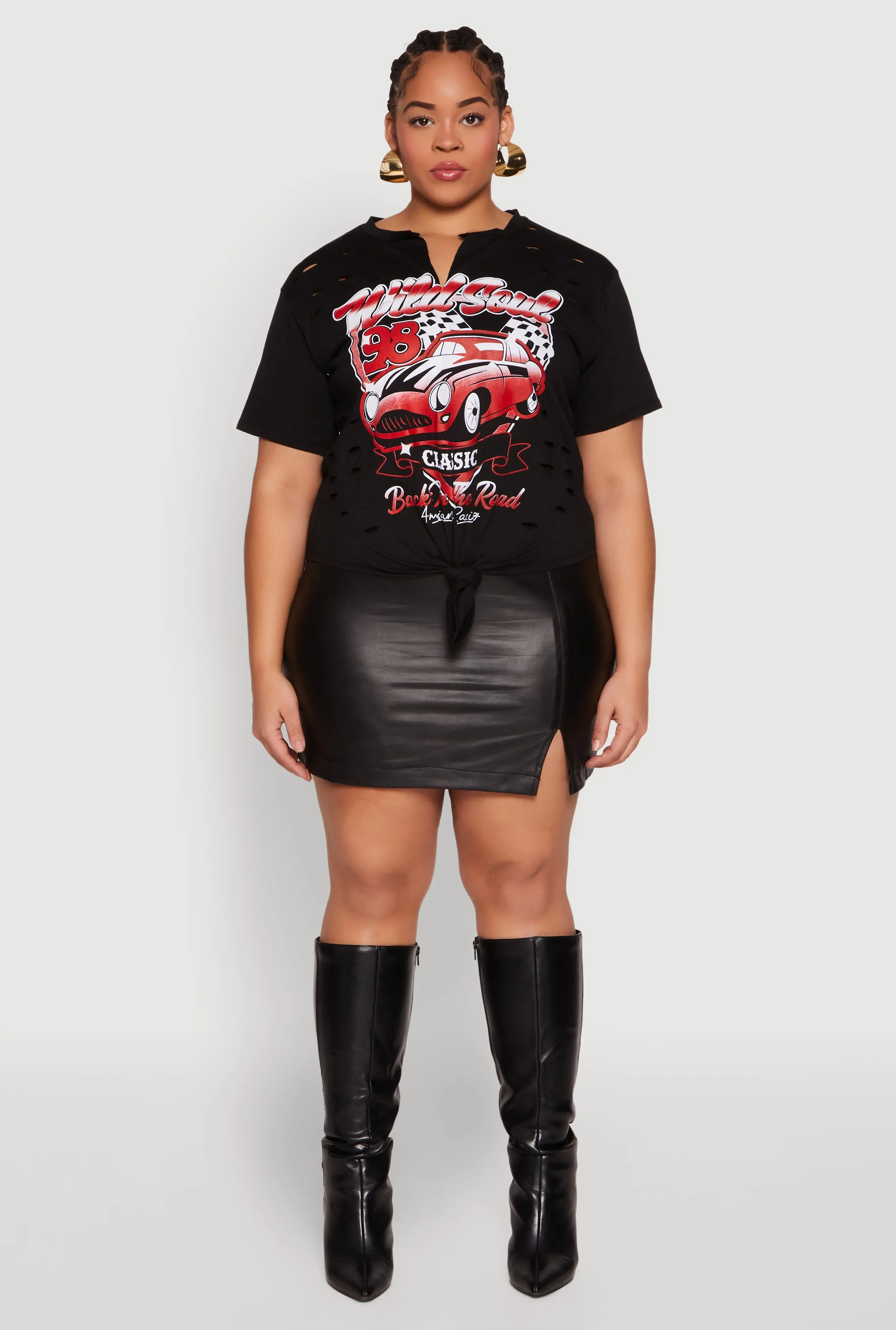 Plus Size Wild Soul Knot Front Graphic Tee sold by Rainbow