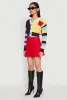 Daisy Chenille Patch Color Blocked Cropped Cardigan sold by Rainbow