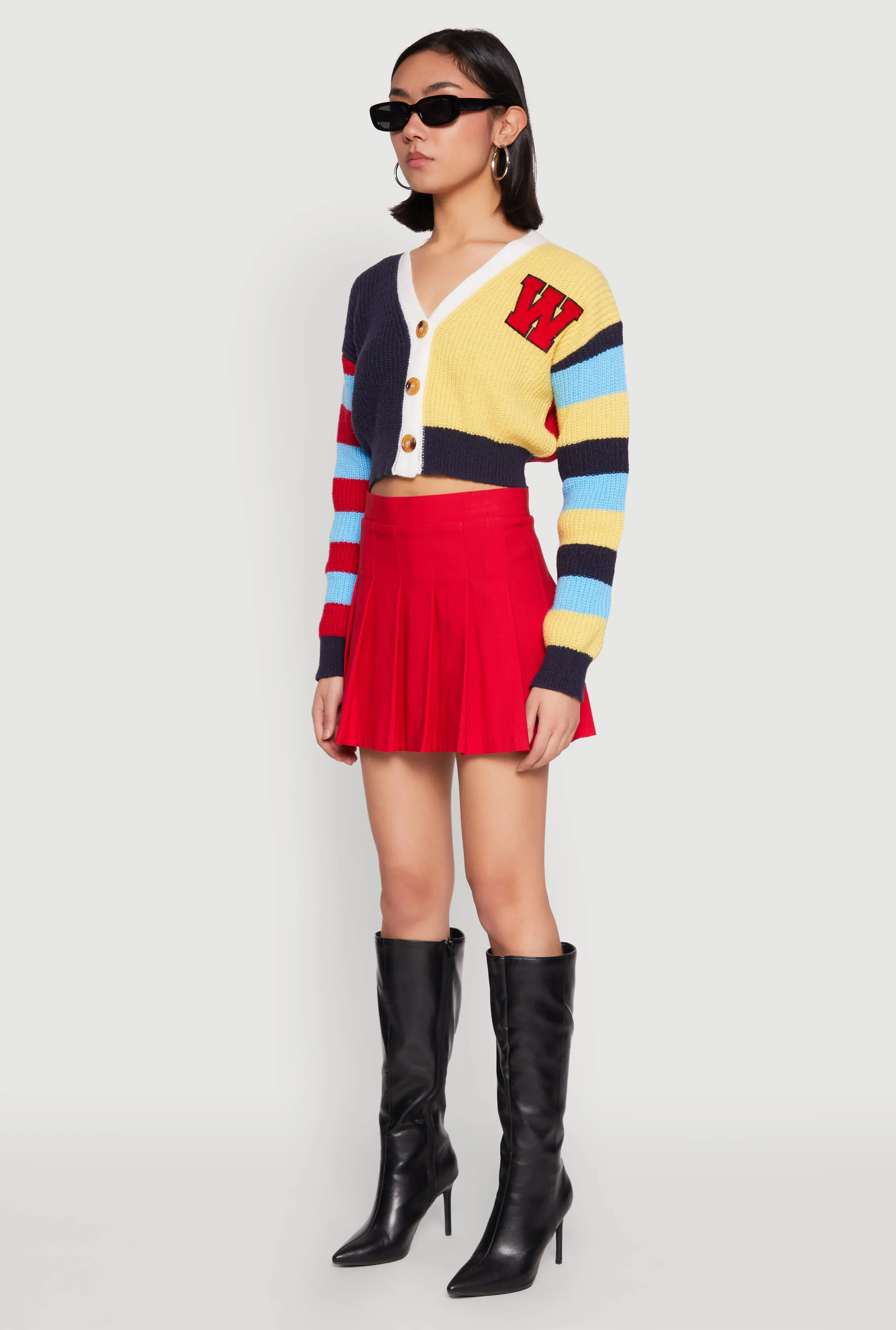 Daisy Chenille Patch Color Blocked Cropped Cardigan sold by Rainbow product image thumbnail 5