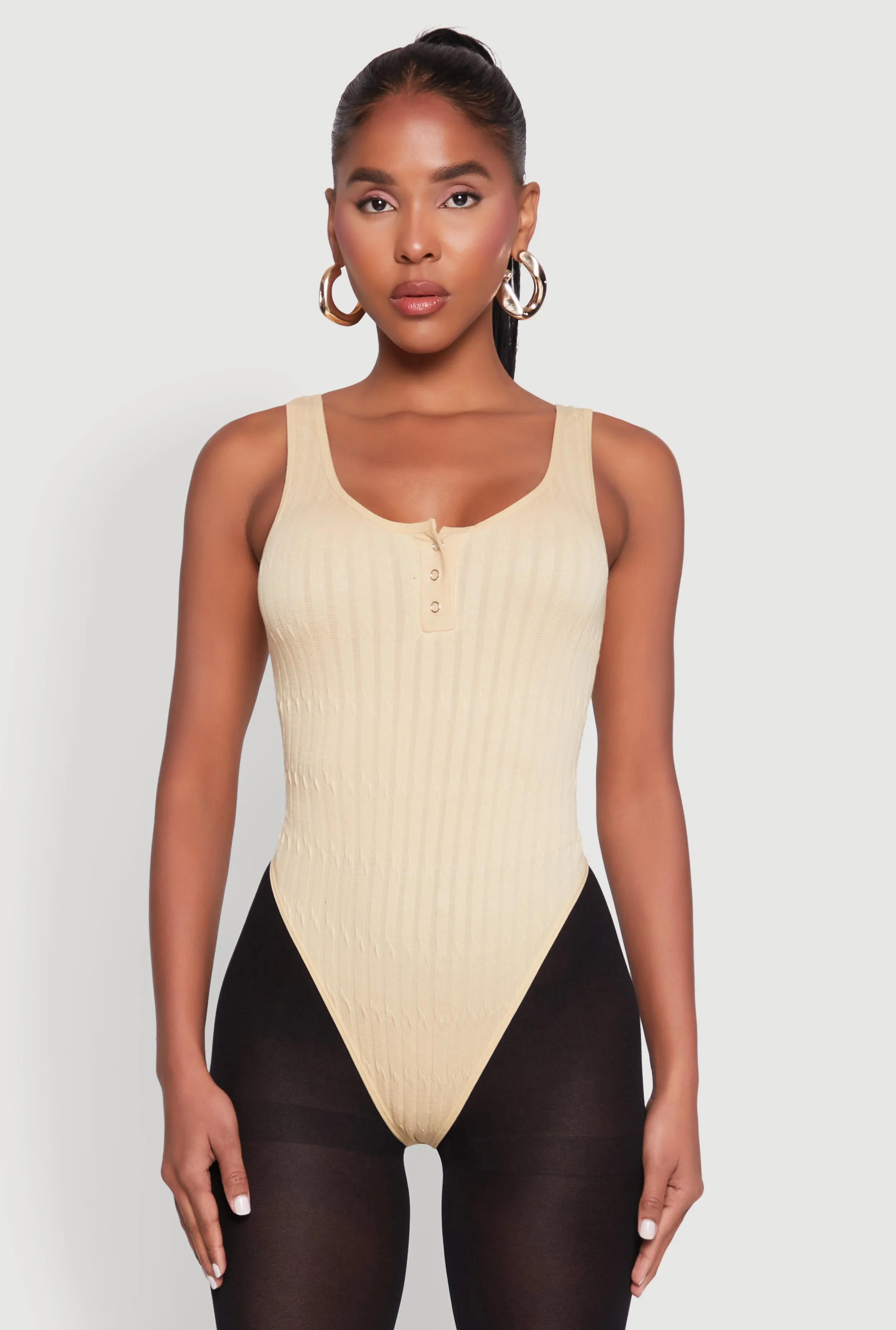 Seamless Snap Button Notch Neck Bodysuit sold by Rainbow product image thumbnail 2