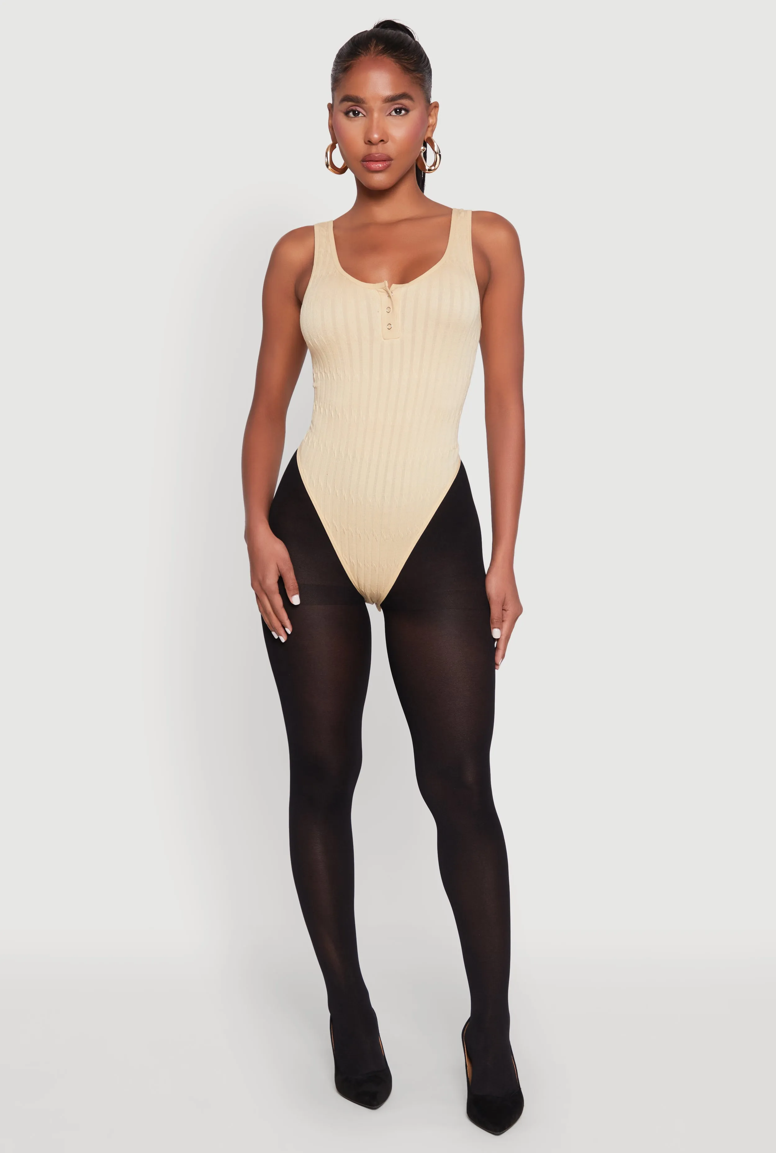 Seamless Snap Button Notch Neck Bodysuit sold by Rainbow