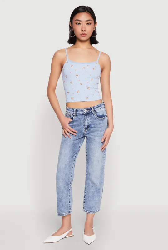 Ribbed Knit Lace Trim Ditsy Print Cami sold by Rainbow