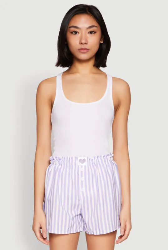 Heart Detail Striped Pajama Shorts sold by Rainbow