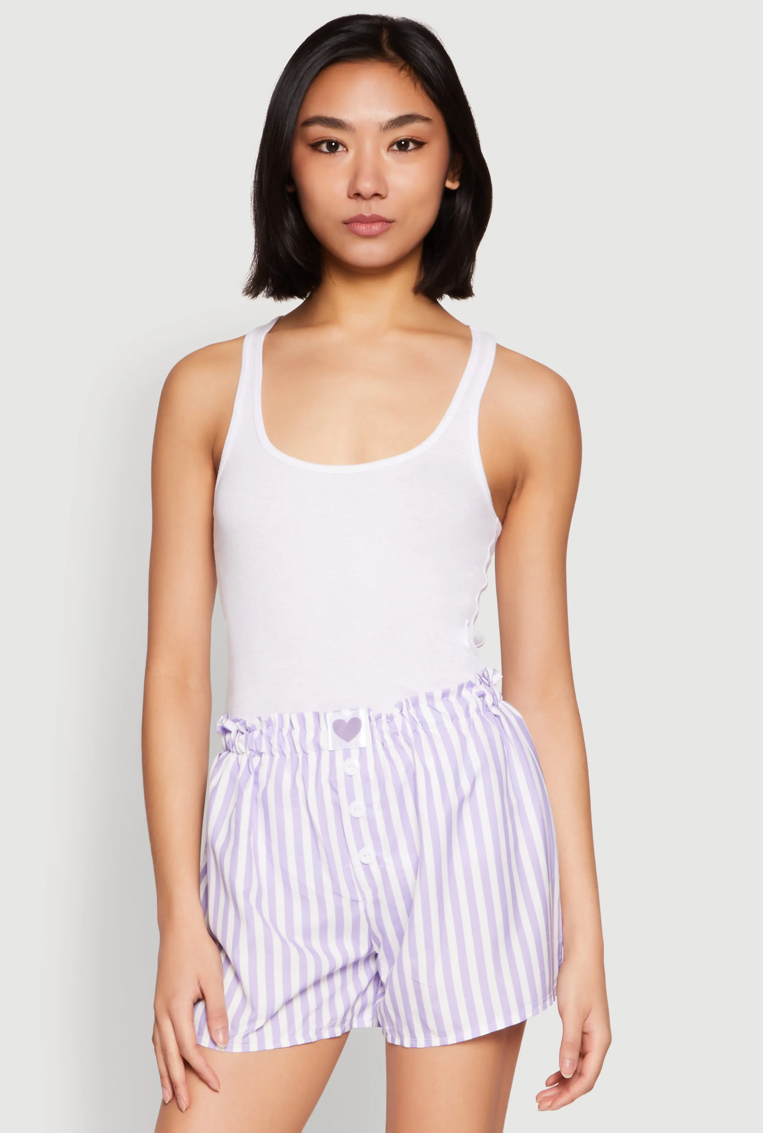 Heart Detail Striped Pajama Shorts sold by Rainbow product image thumbnail 2