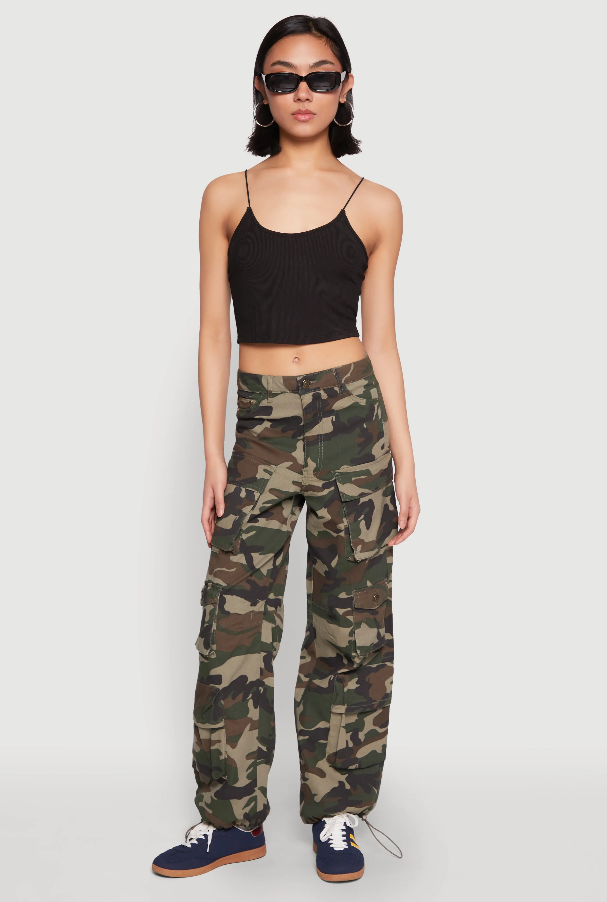 Drawstring Hem Cargo Camouflage Pants sold by Rainbow
