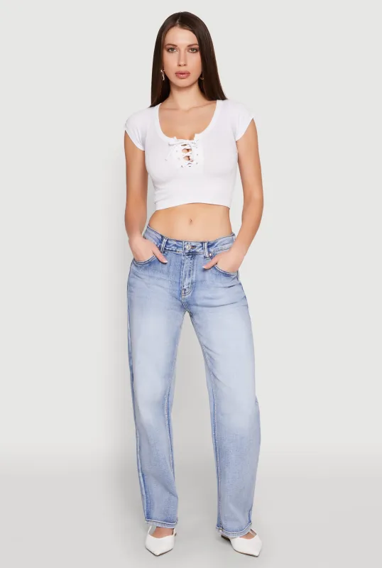 Seamless Lace Up Cable Knit Crop Top sold by Rainbow