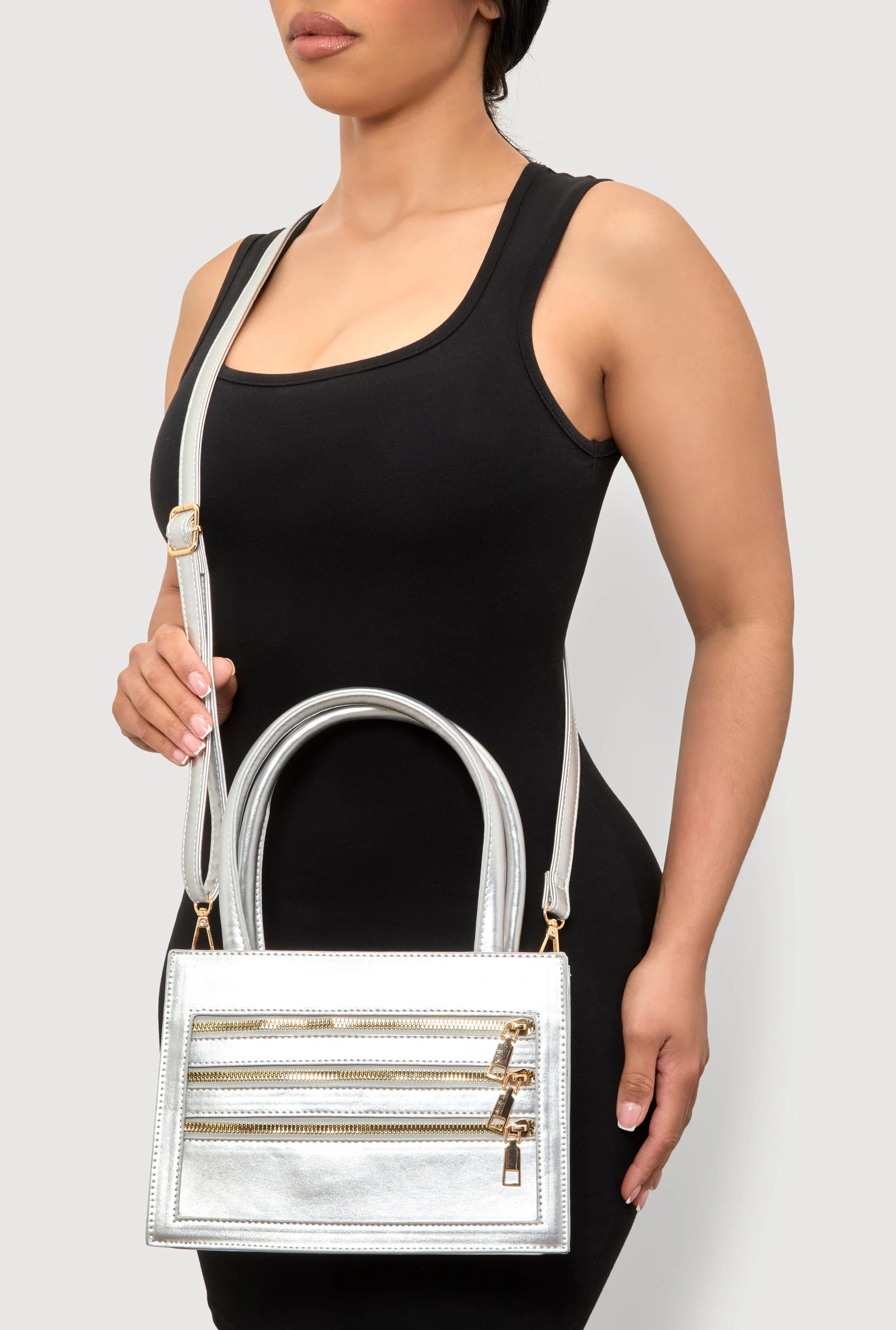 Triple Zipper Detail Convertible Handbag sold by Rainbow product image thumbnail 3