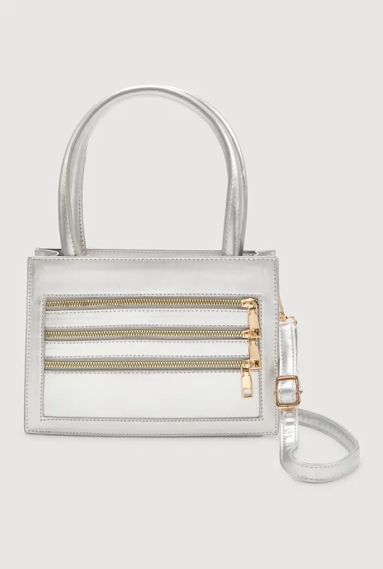 Triple Zipper Detail Convertible Handbag sold by Rainbow