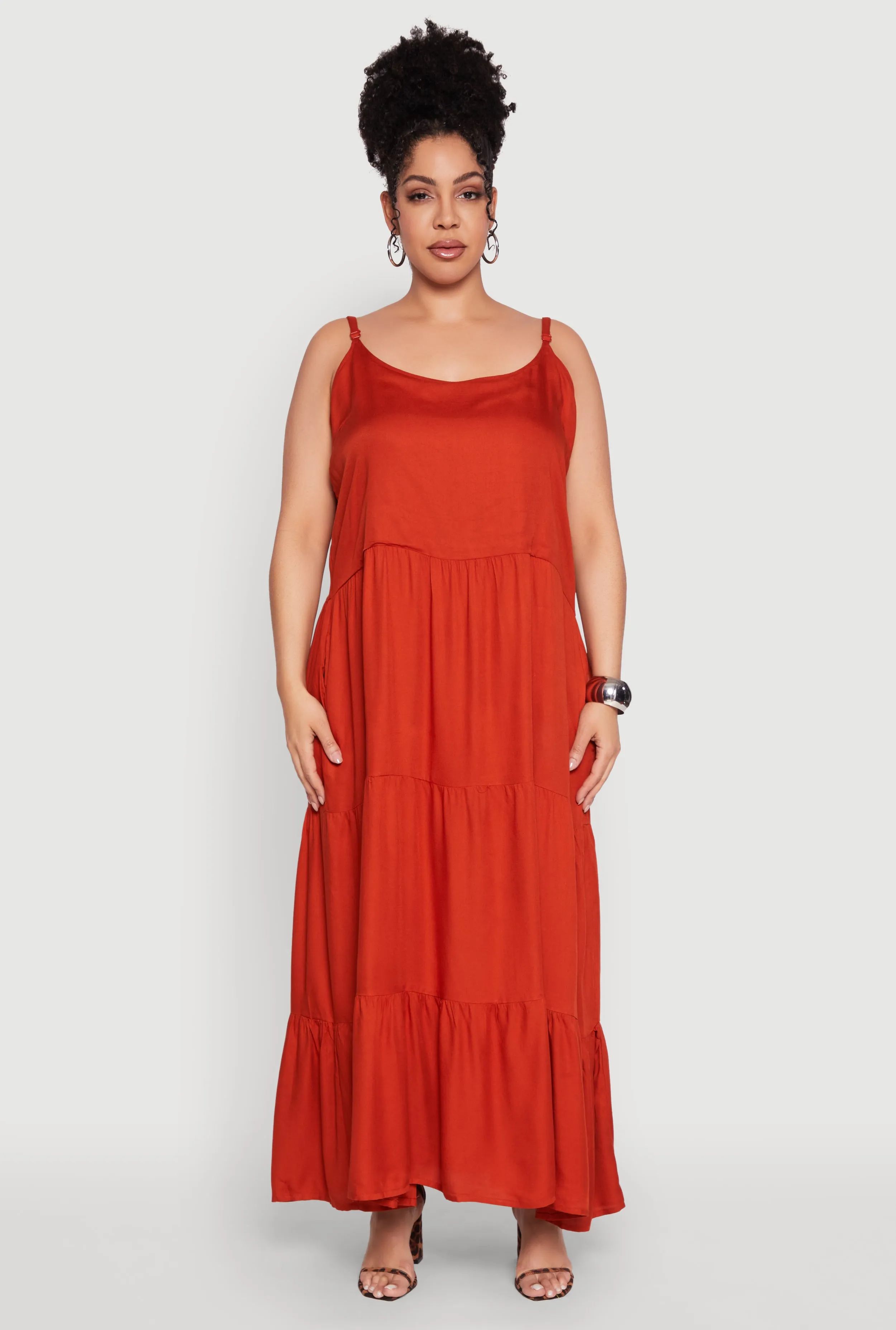 Plus Size Pocket Tiered Maxi Dress sold by Rainbow product image thumbnail 2