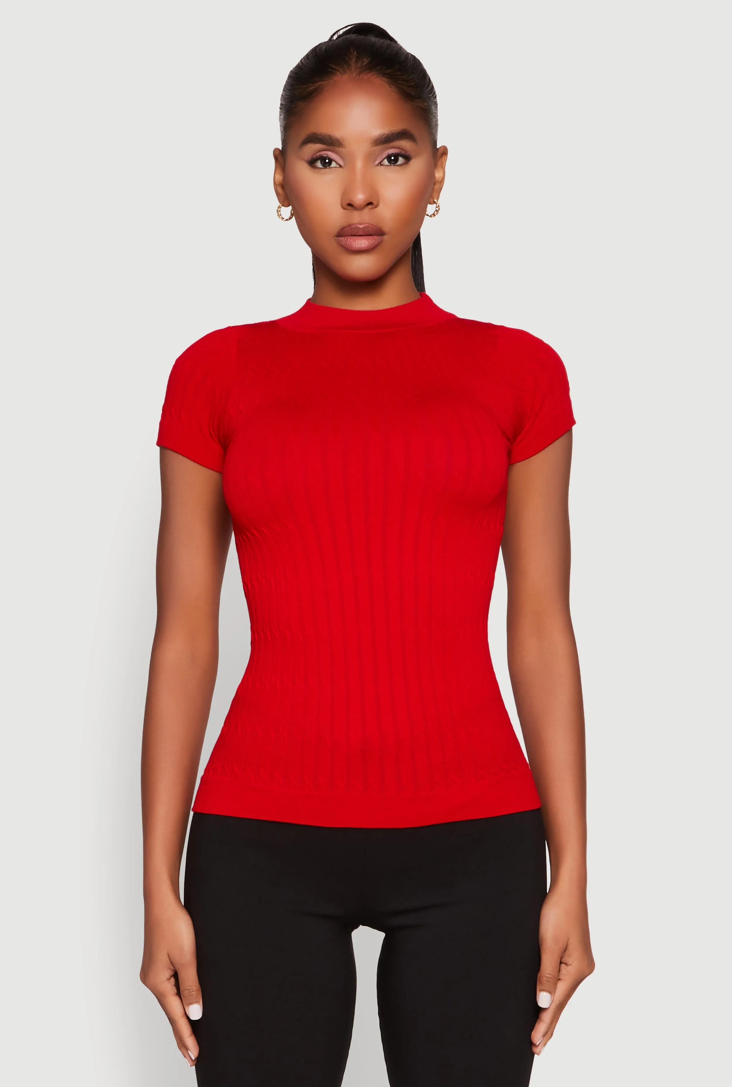 Seamless Short Sleeve Mock Neck Top sold by Rainbow product image thumbnail 2