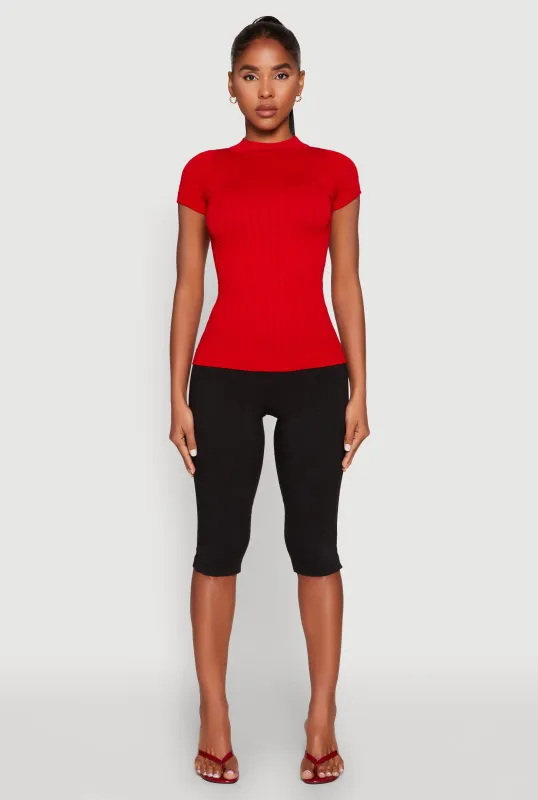 Seamless Short Sleeve Mock Neck Top sold by Rainbow