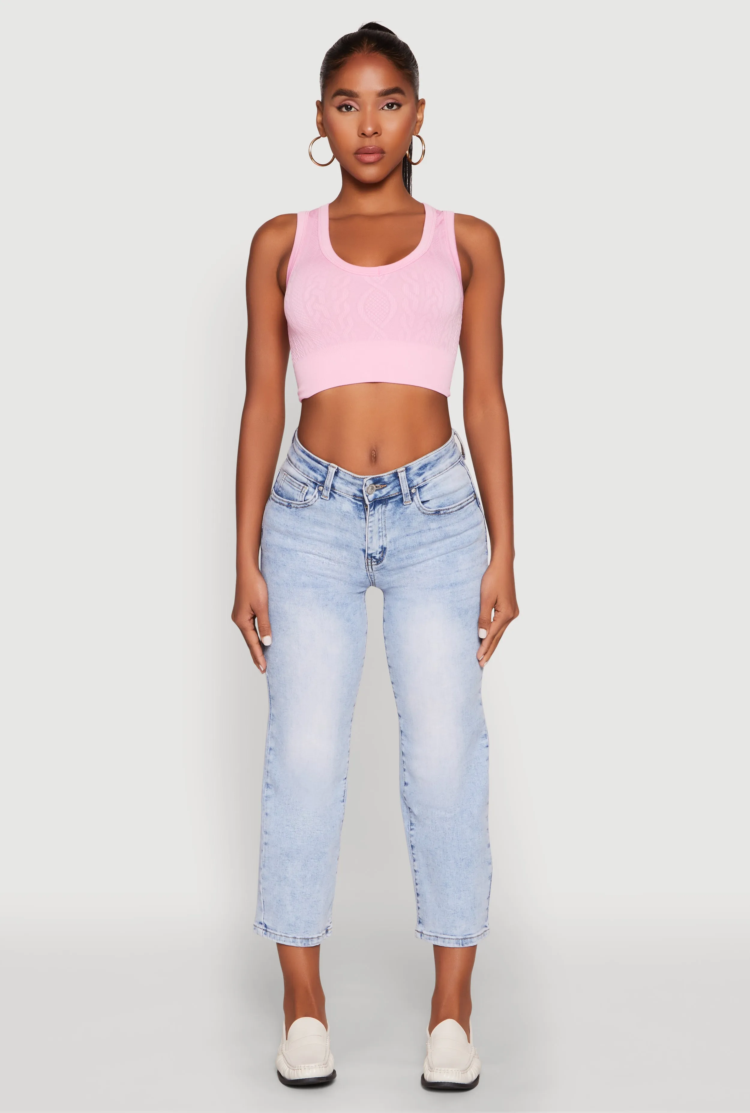 Seamless Scoop Neck Cable Knit Crop Top sold by Rainbow product image thumbnail 3