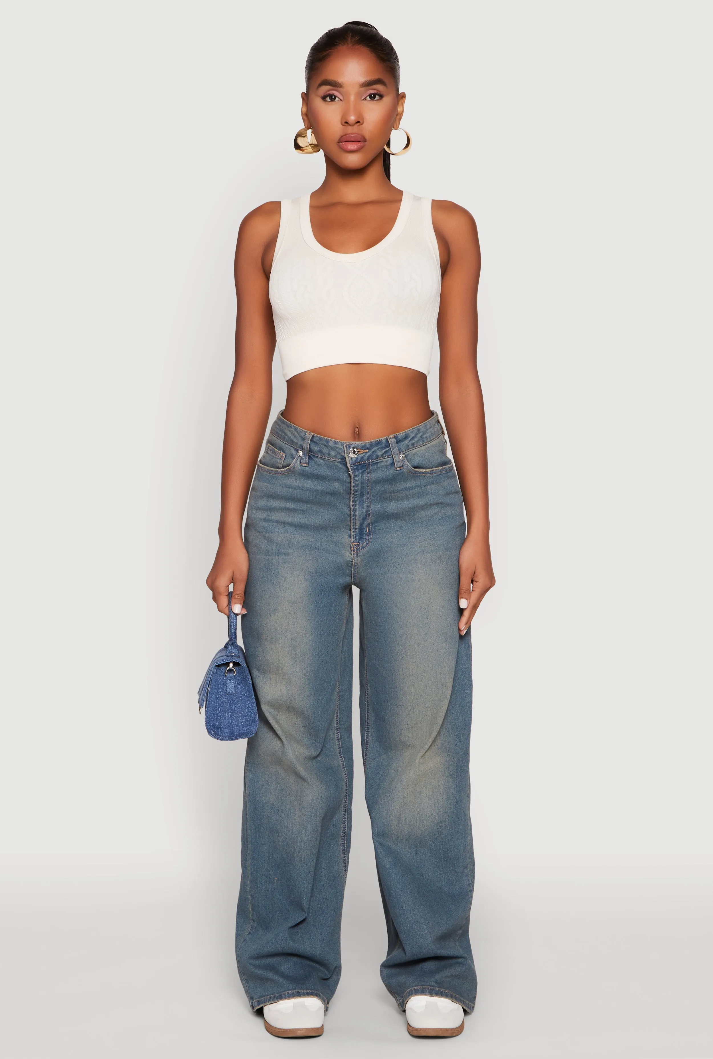 Seamless Scoop Neck Cable Knit Crop Top sold by Rainbow product image thumbnail 3