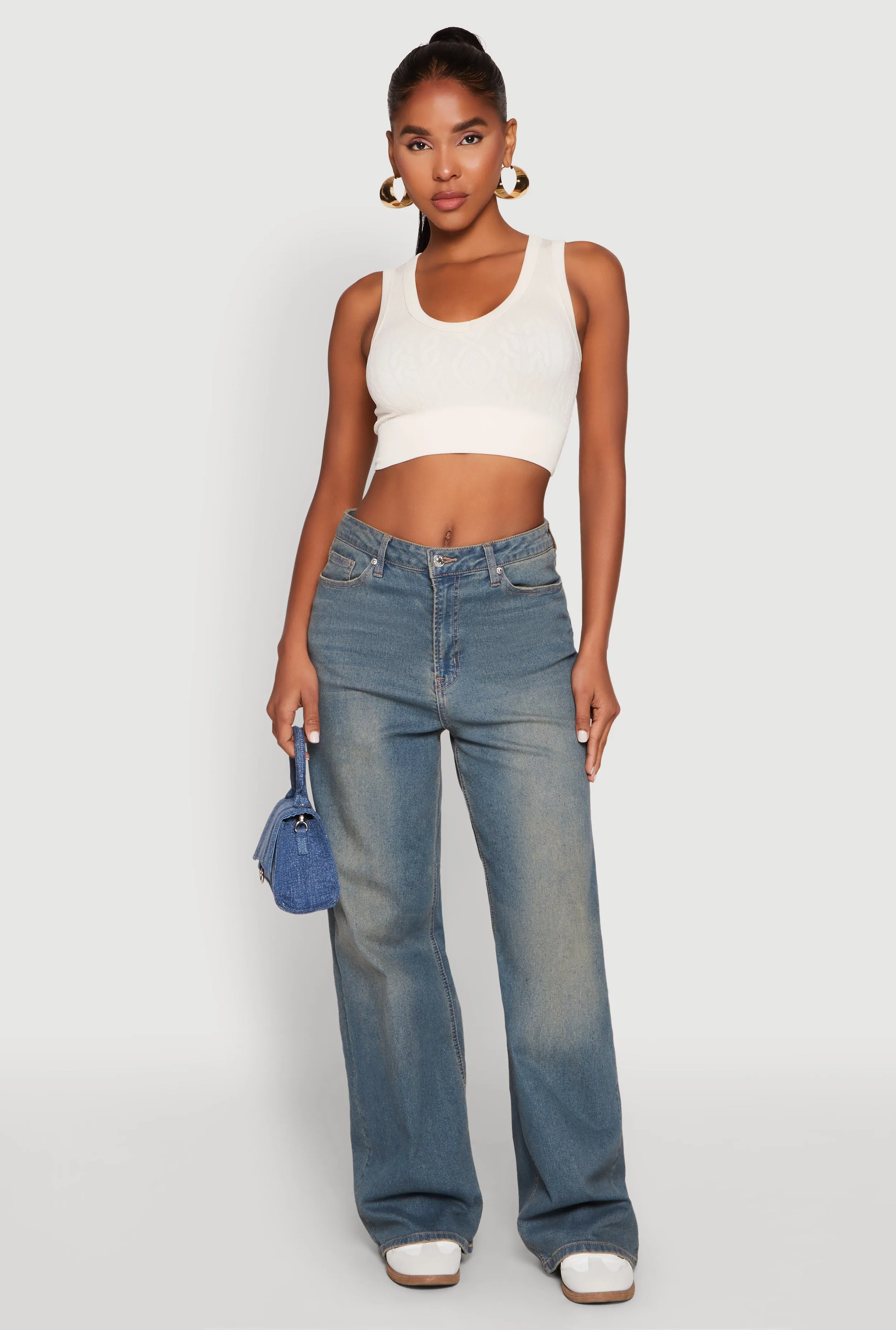 Seamless Scoop Neck Cable Knit Crop Top sold by Rainbow