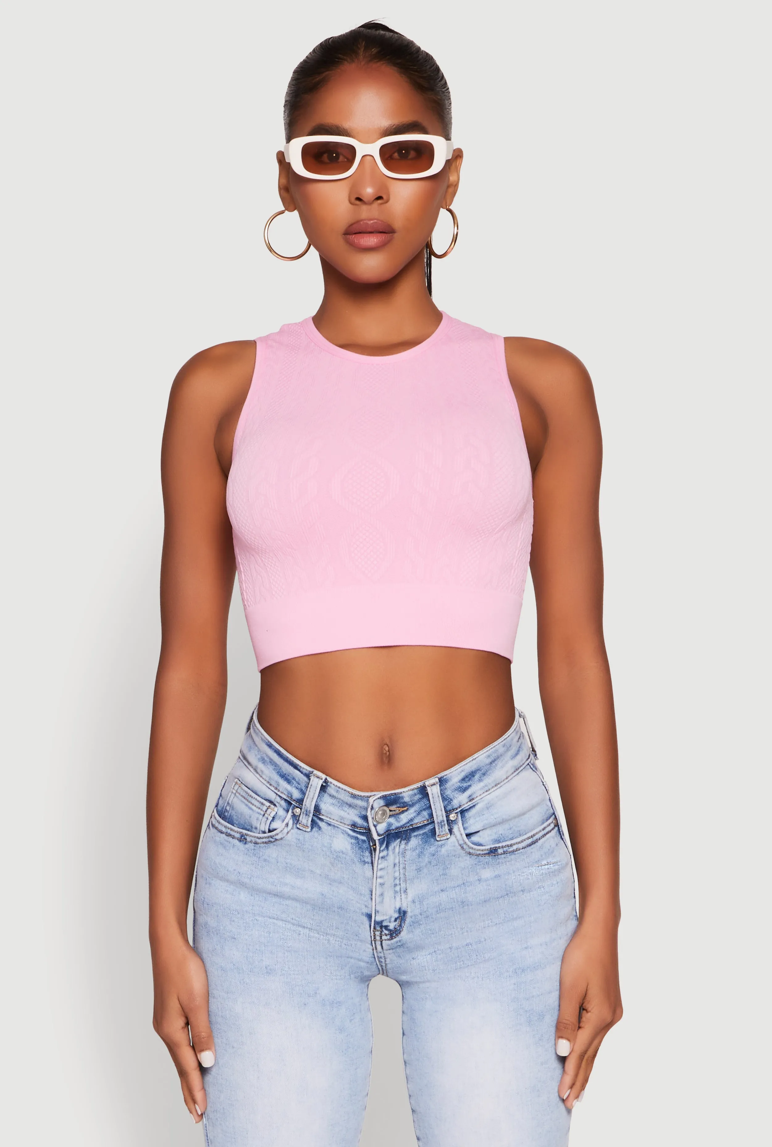 Seamless Cable Knit Crop Tank Top sold by Rainbow product image thumbnail 2