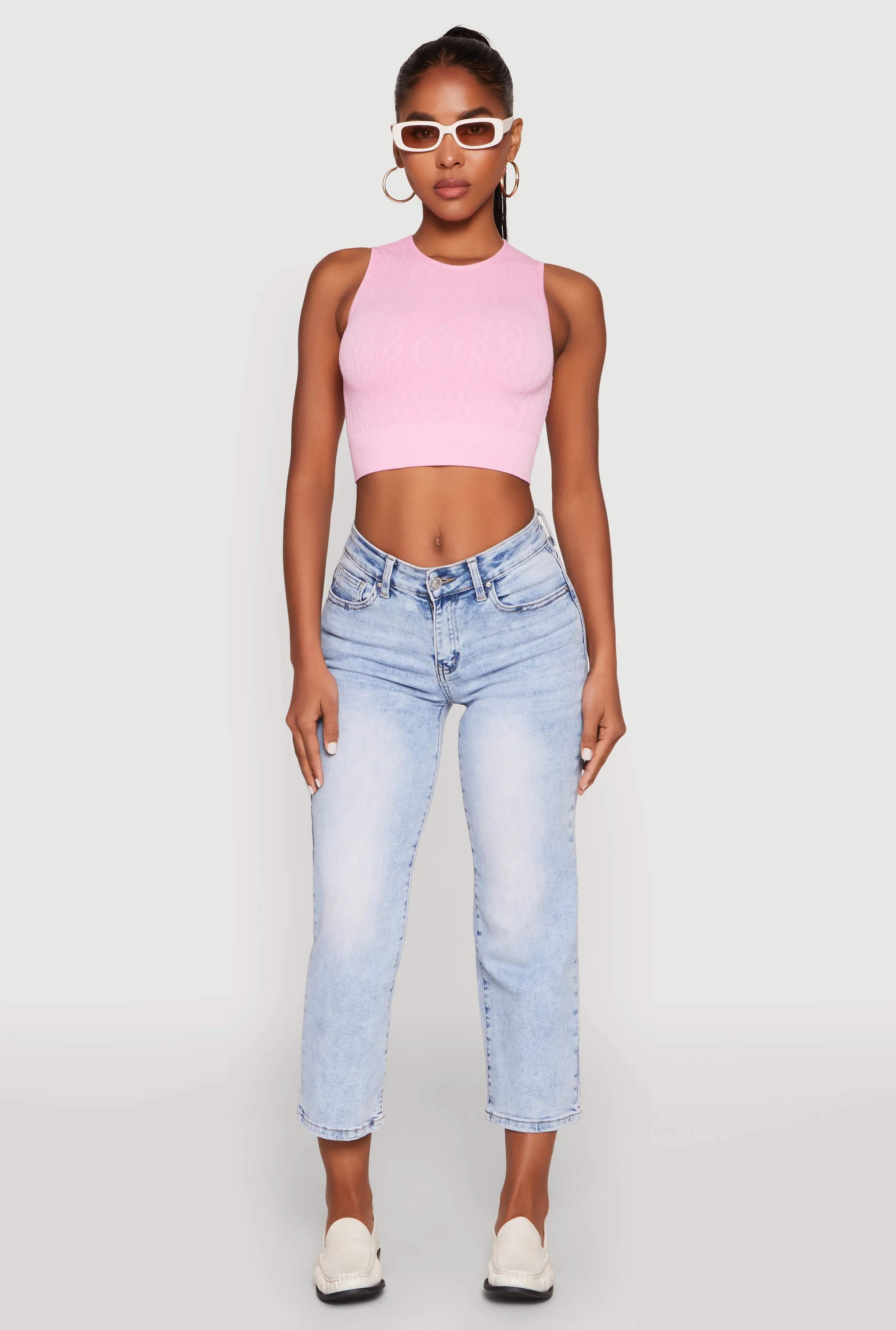 Seamless Cable Knit Crop Tank Top sold by Rainbow product image thumbnail 3