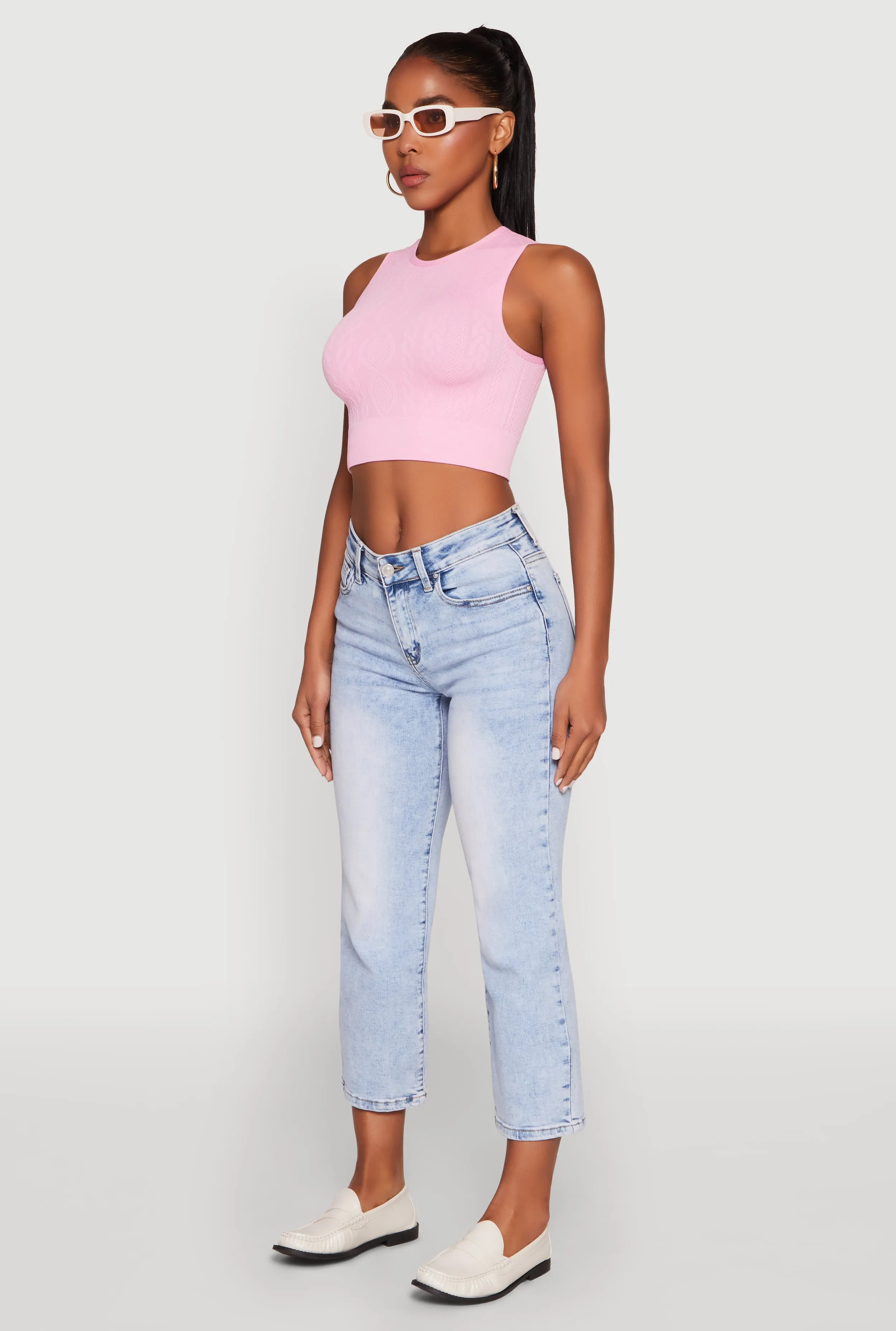 Seamless Cable Knit Crop Tank Top sold by Rainbow product image thumbnail 5