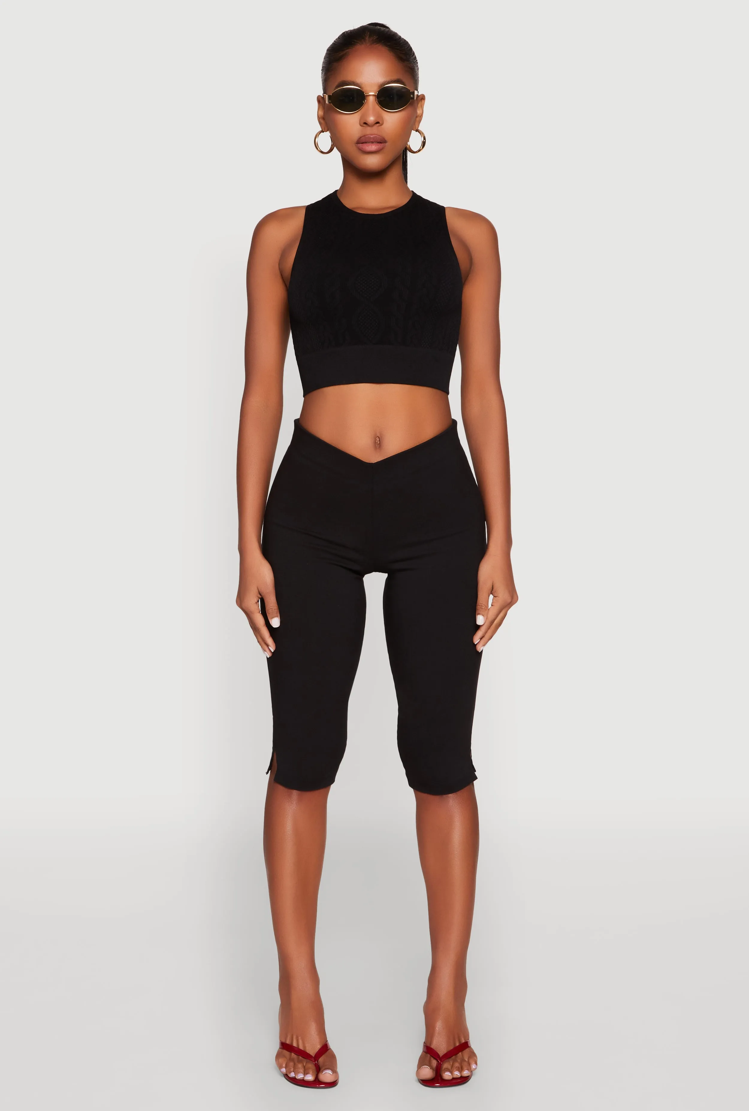 Seamless Cable Knit Crop Tank Top sold by Rainbow product image thumbnail 3