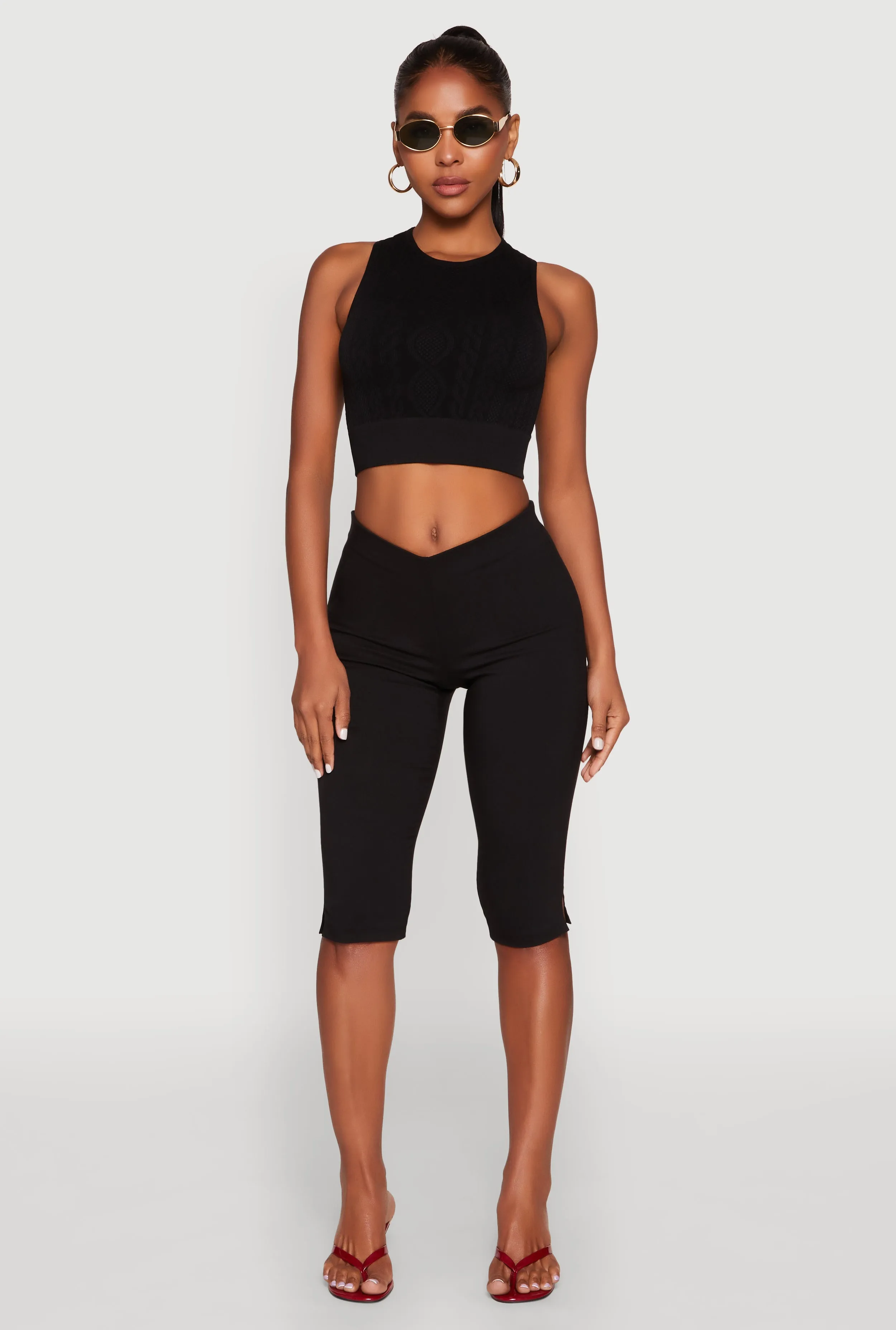 Seamless Cable Knit Crop Tank Top sold by Rainbow