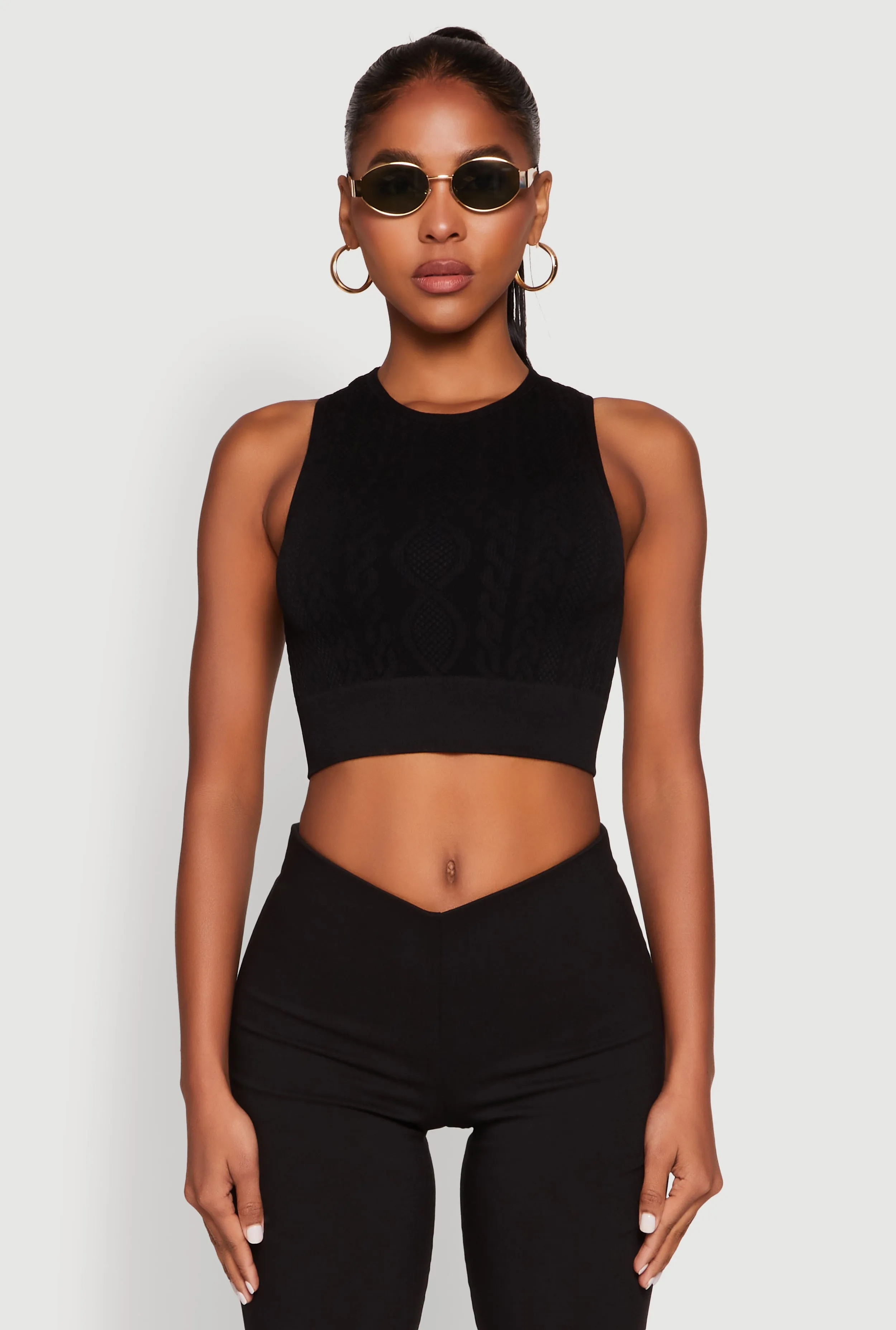 Seamless Cable Knit Crop Tank Top sold by Rainbow product image thumbnail 2