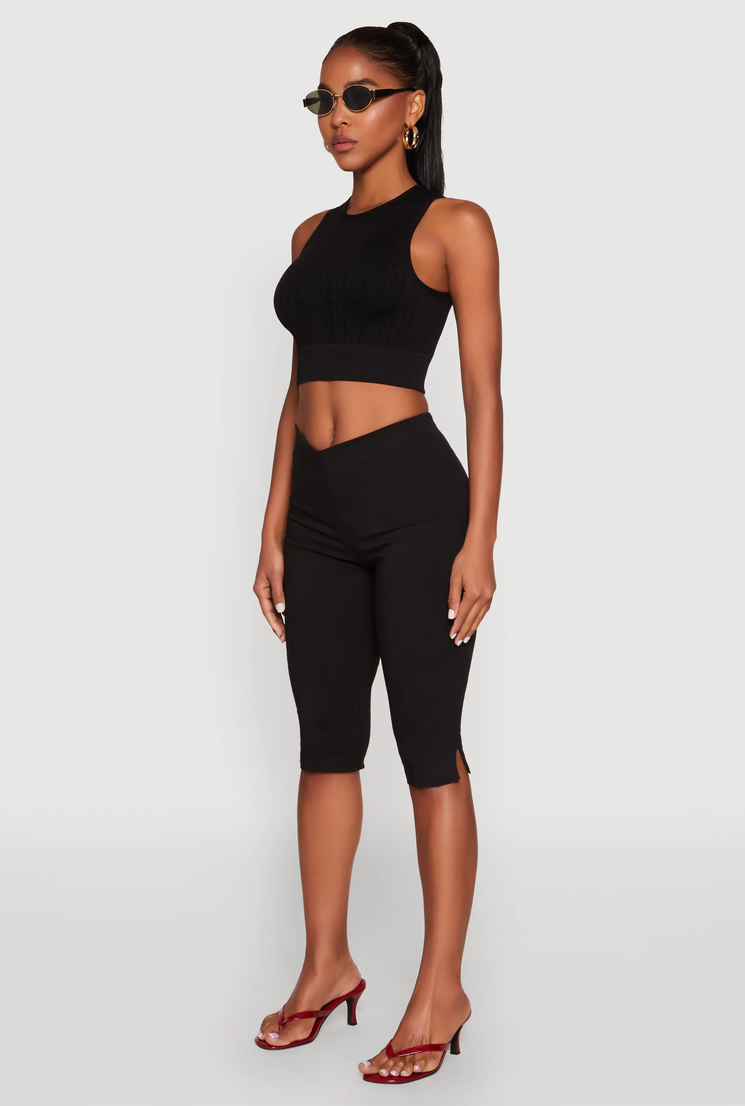 Seamless Cable Knit Crop Tank Top sold by Rainbow product image thumbnail 5