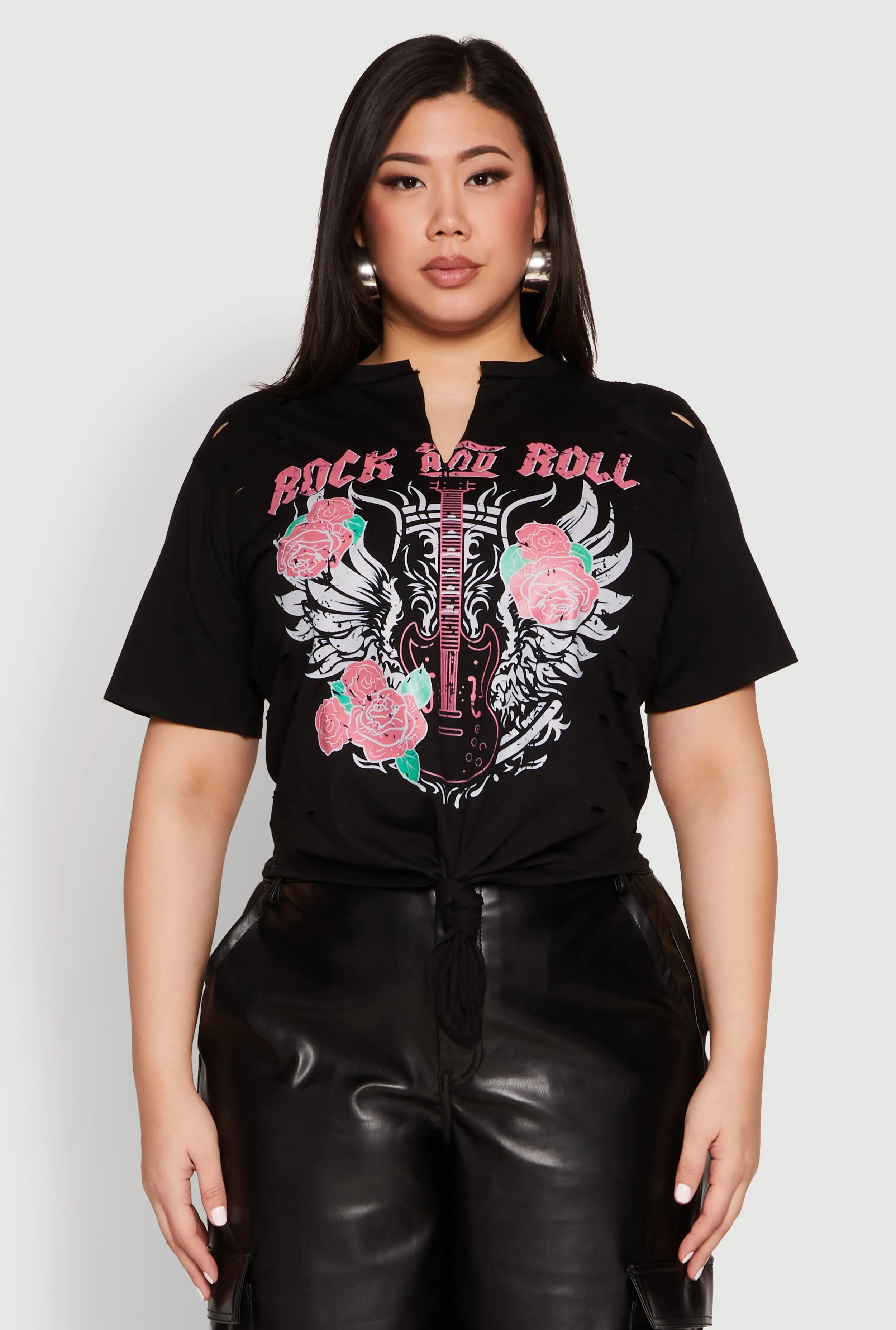 Plus Size Rock And Roll Guitar Rose Graphic Top sold by Rainbow product image thumbnail 2