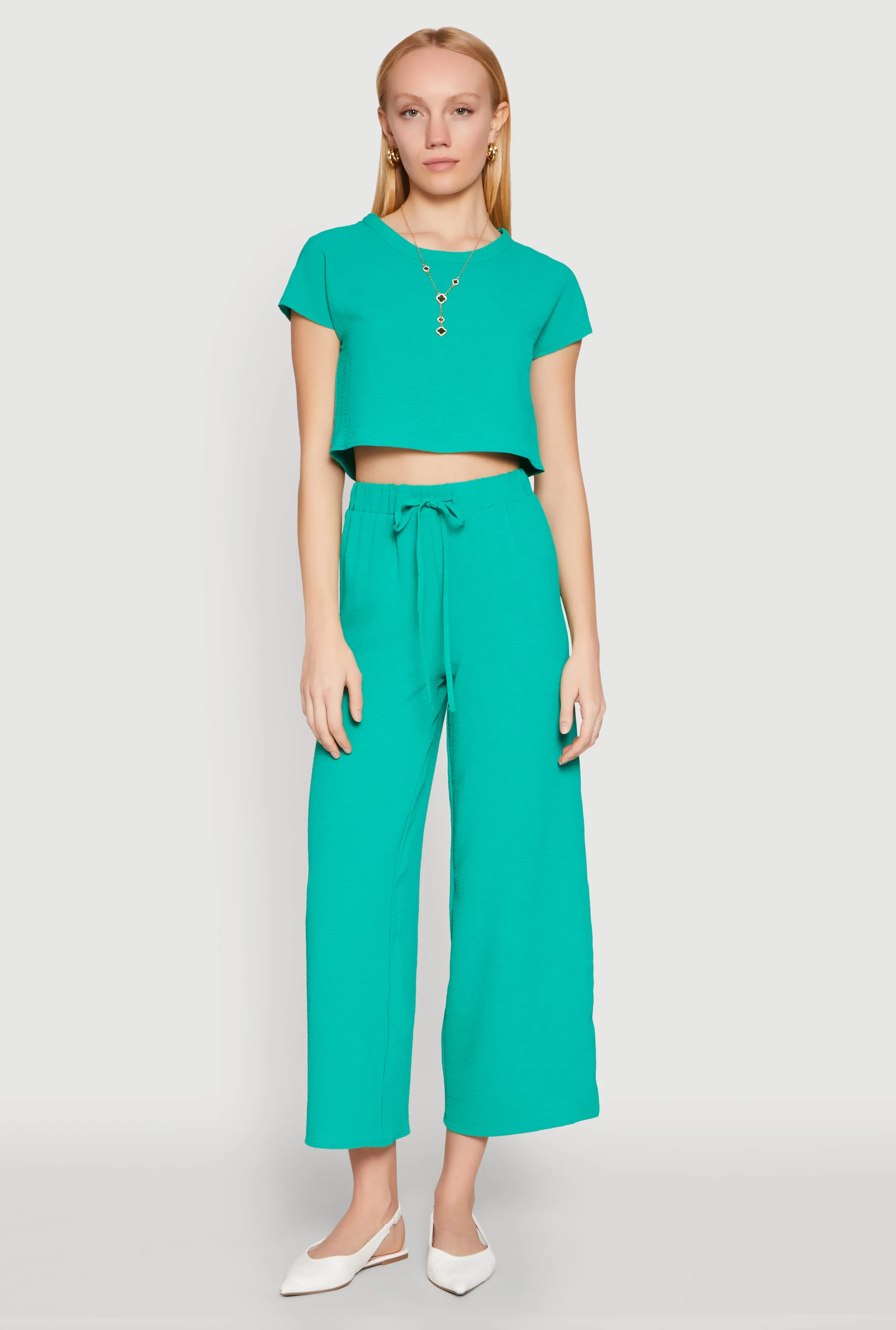 Crepe Knit Drawstring Wide Leg Pants sold by Rainbow product image thumbnail 2