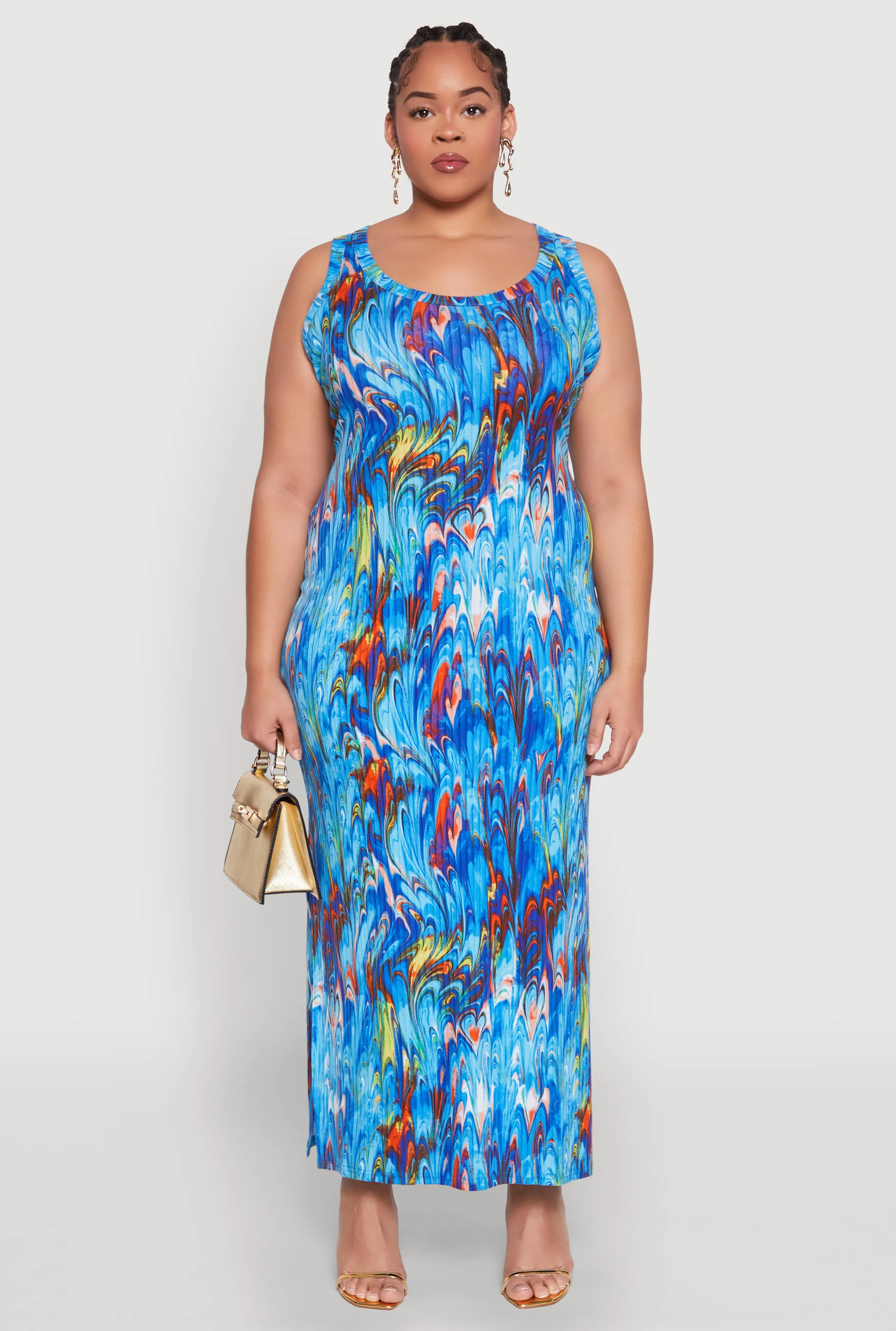 Plus Size Printed Pattern Maxi Tank Dress sold by Rainbow