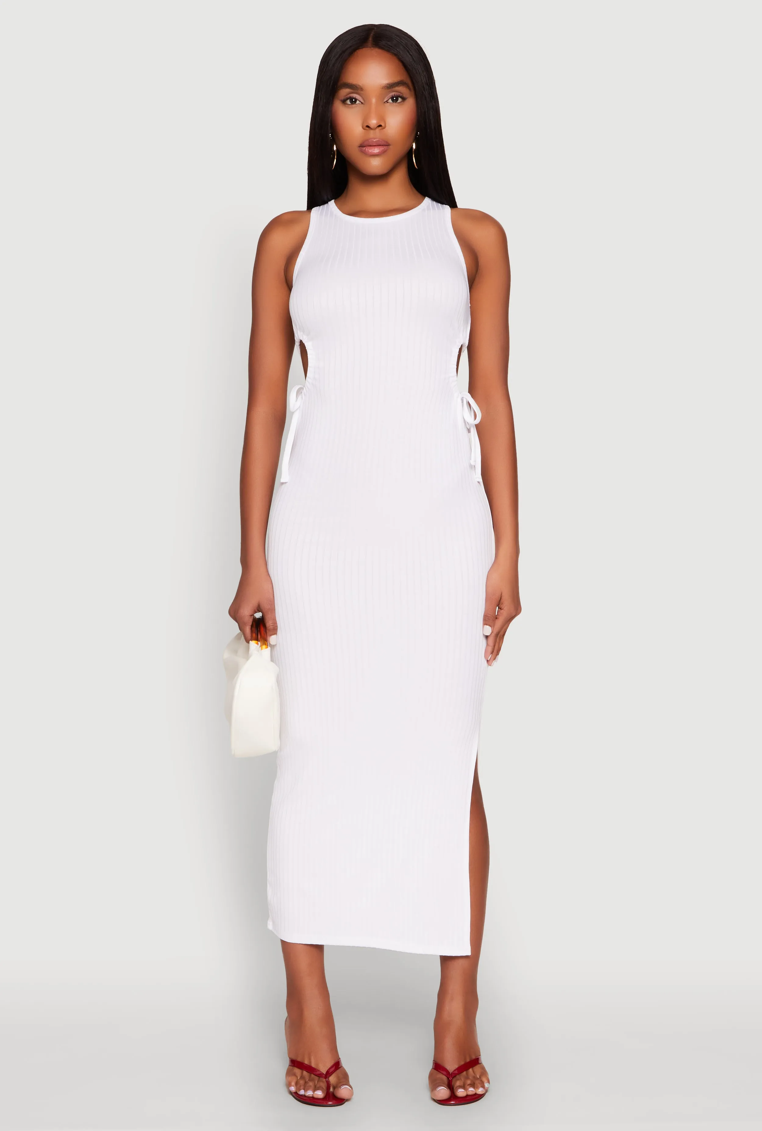 Ribbed Knit Side Cut Out Midi Dress sold by Rainbow