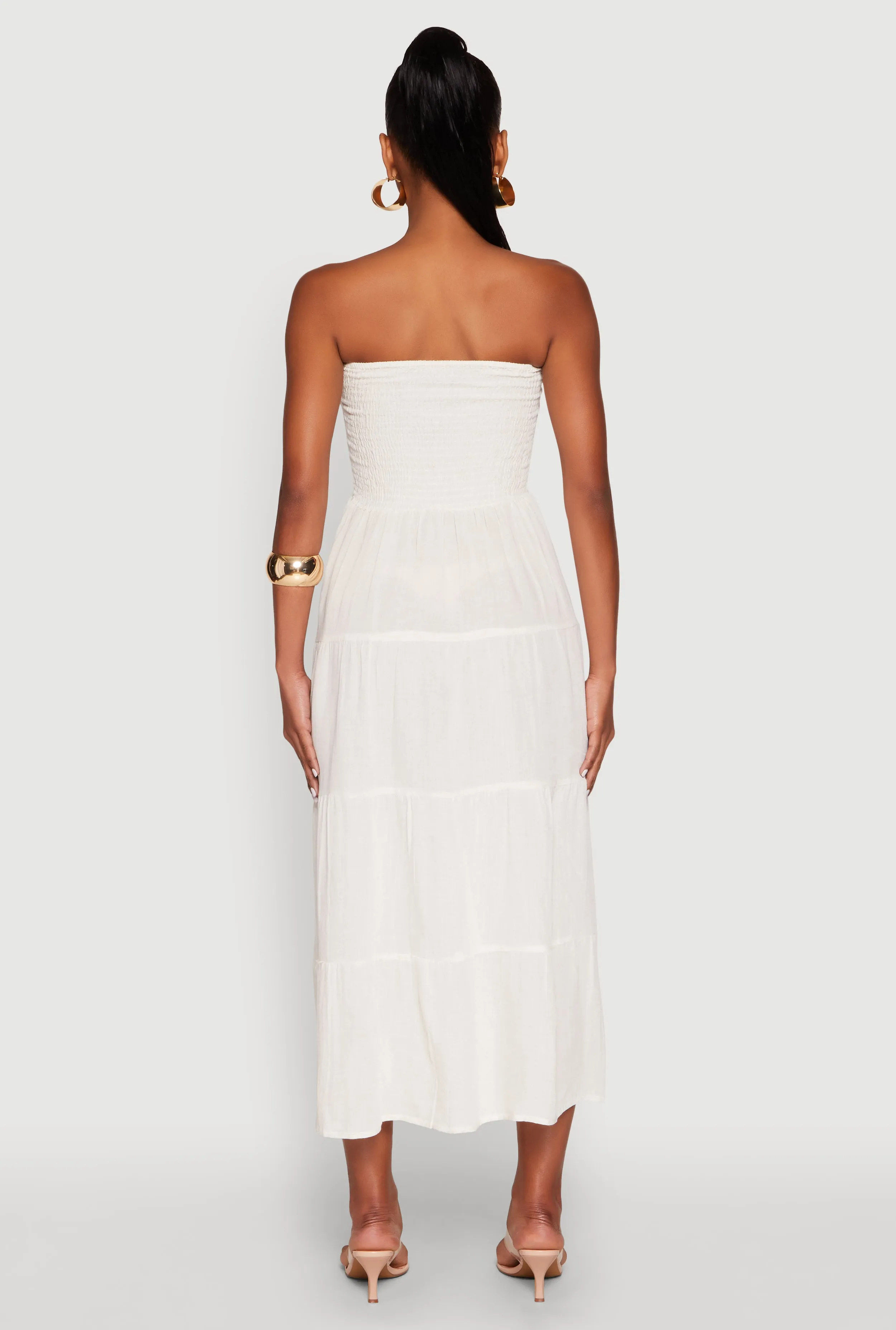 Linen Strapless Smocked Tiered Dress sold by Rainbow product image thumbnail 5