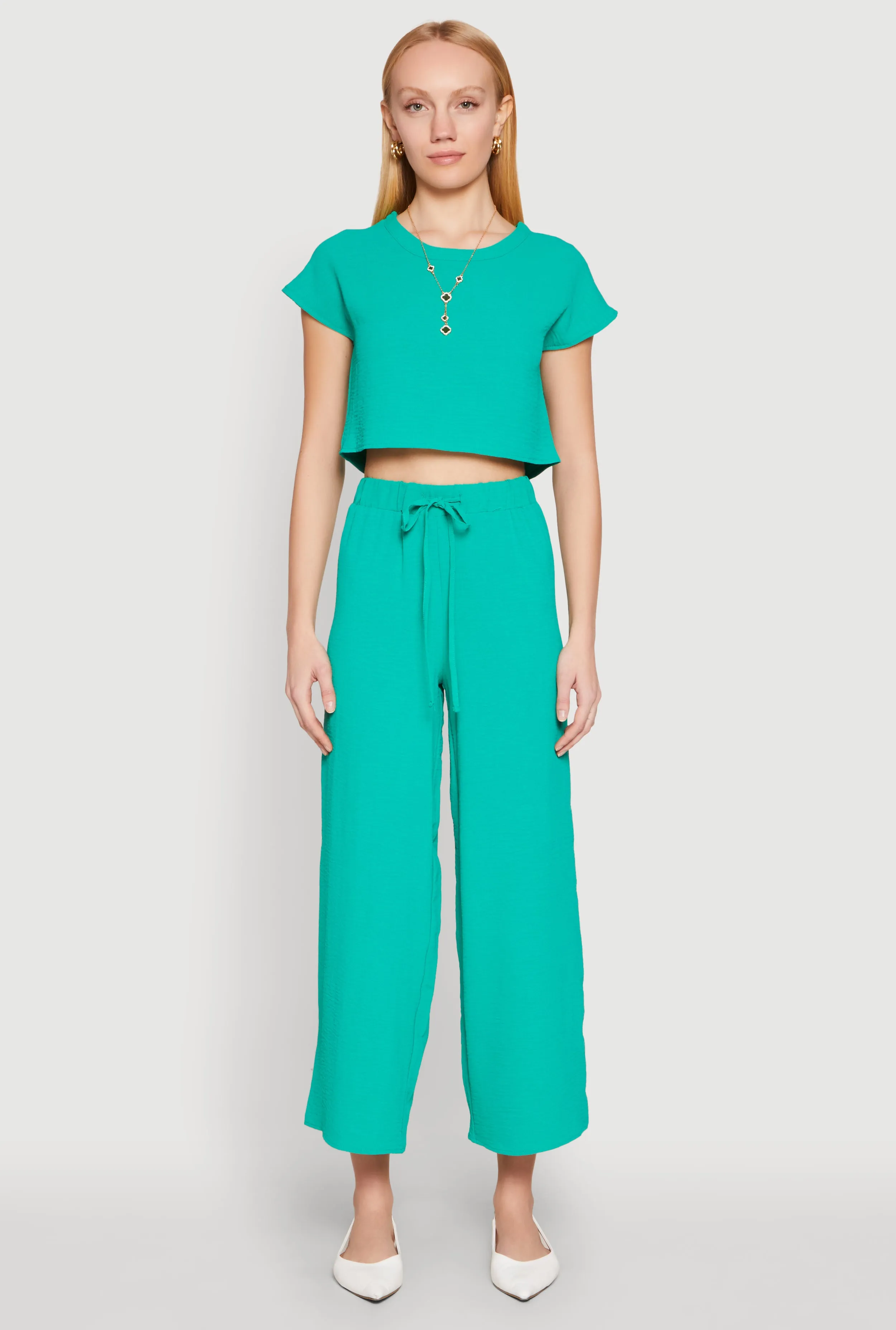 Crepe Knit Short Sleeve Crop Top sold by Rainbow product image thumbnail 2