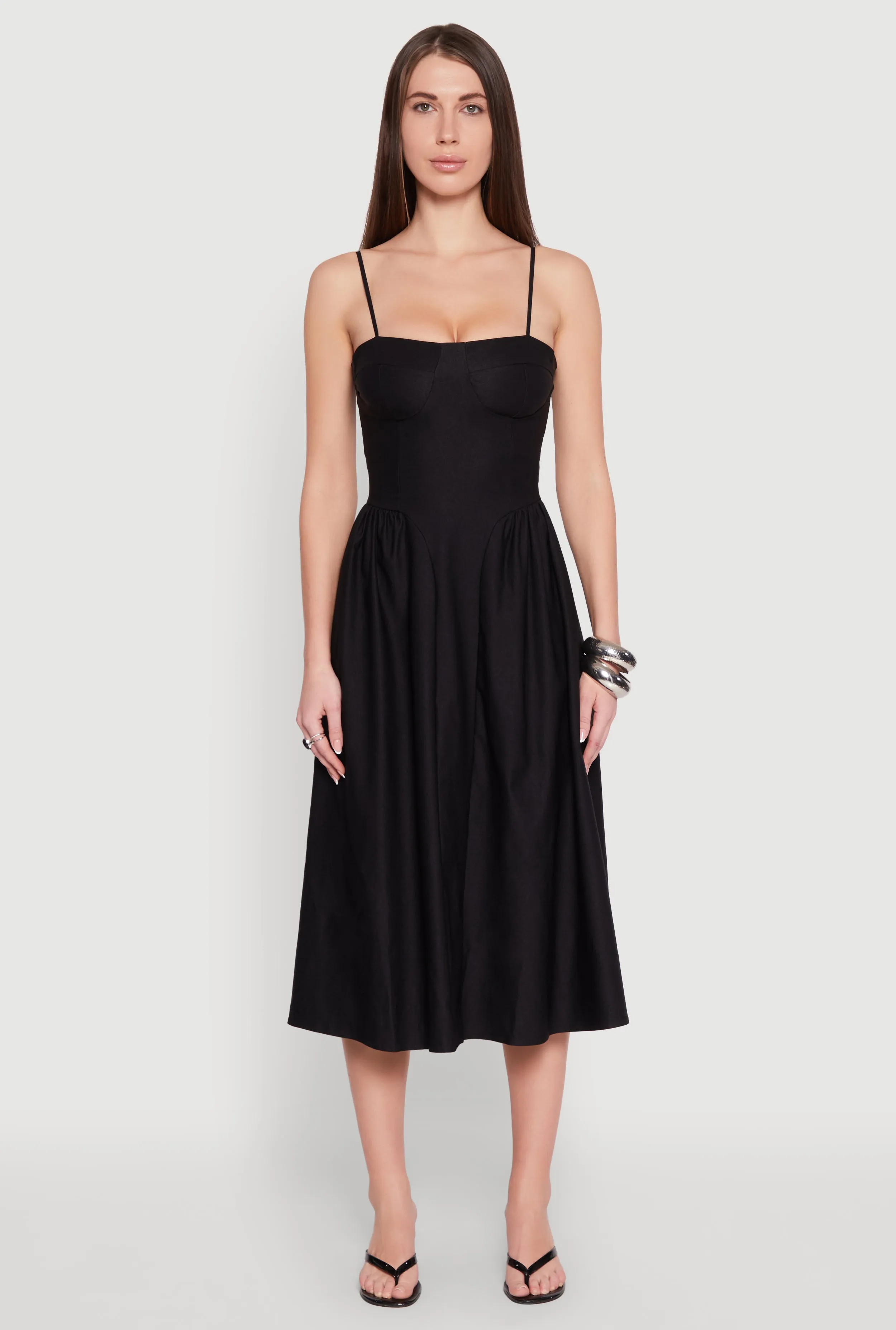 Hyperstretch Bustier Skater Midi Dress sold by Rainbow