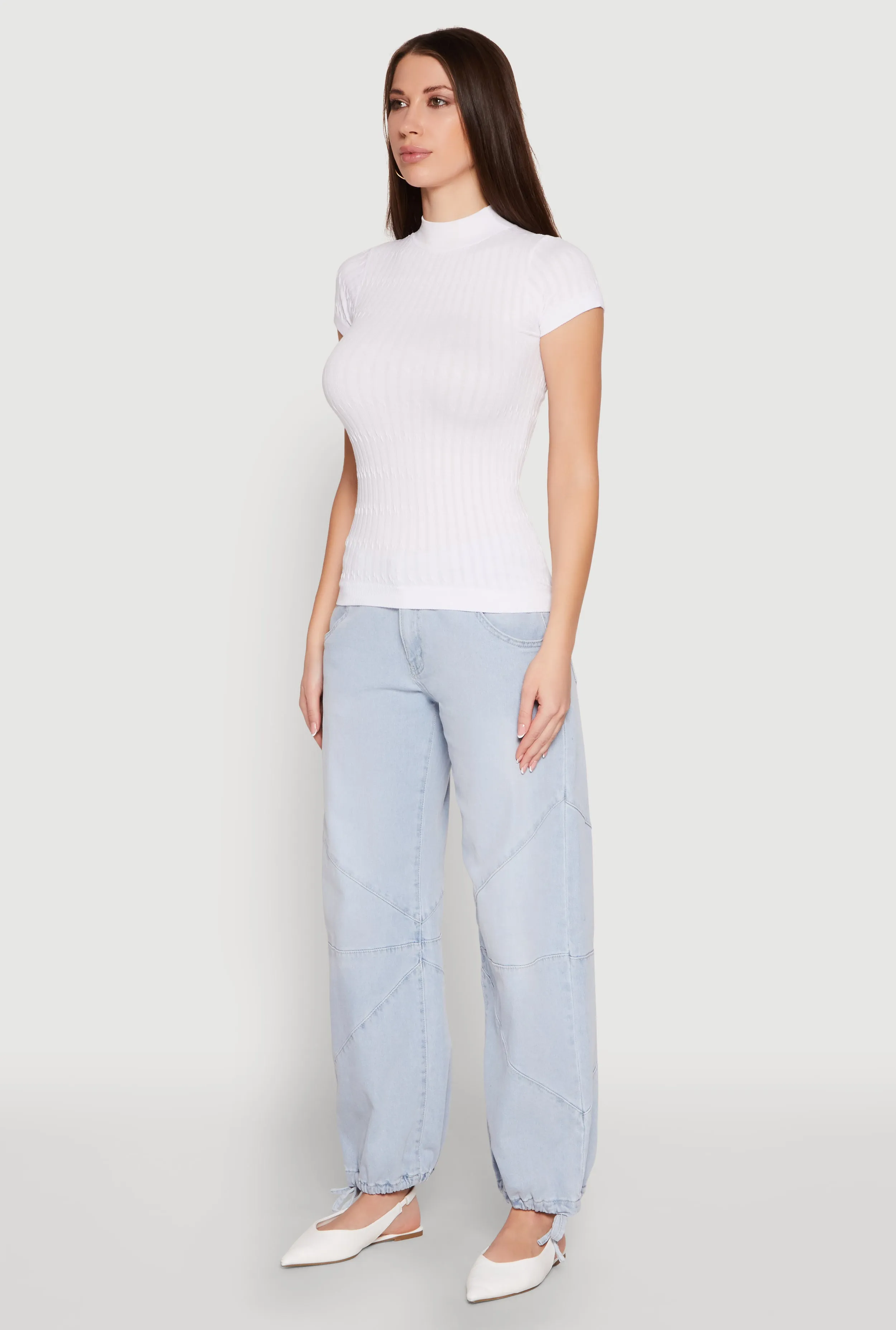 Seamless Short Sleeve Mock Neck Top sold by Rainbow product image thumbnail 5