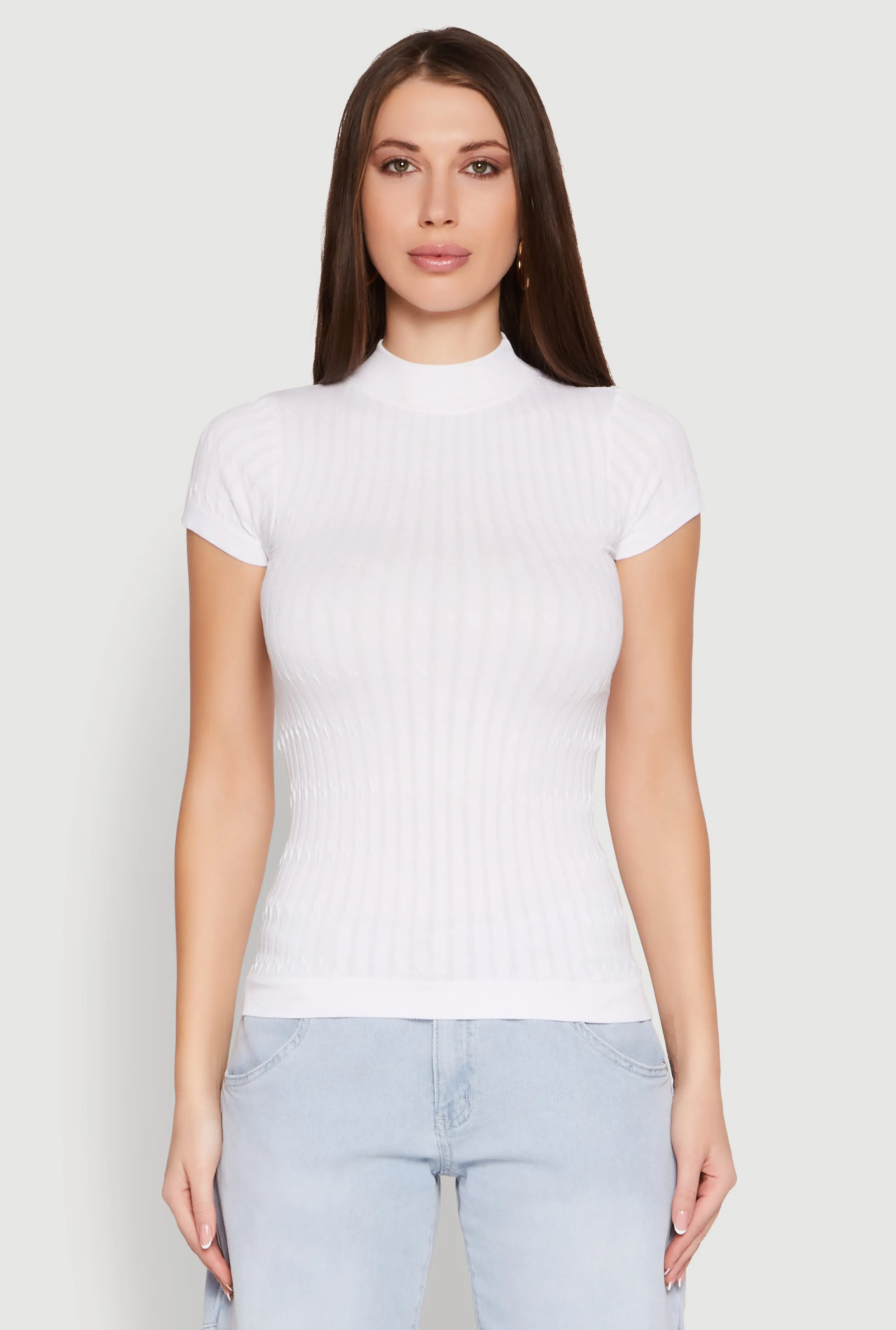 Seamless Short Sleeve Mock Neck Top sold by Rainbow product image thumbnail 2