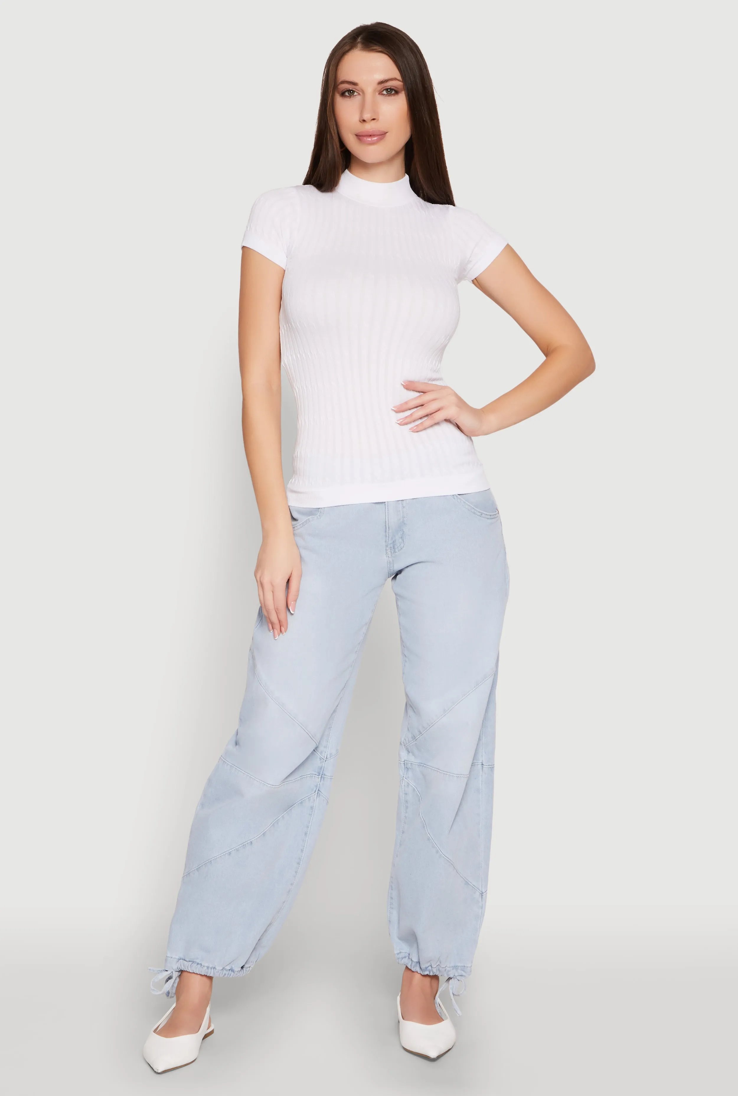 Seamless Short Sleeve Mock Neck Top sold by Rainbow