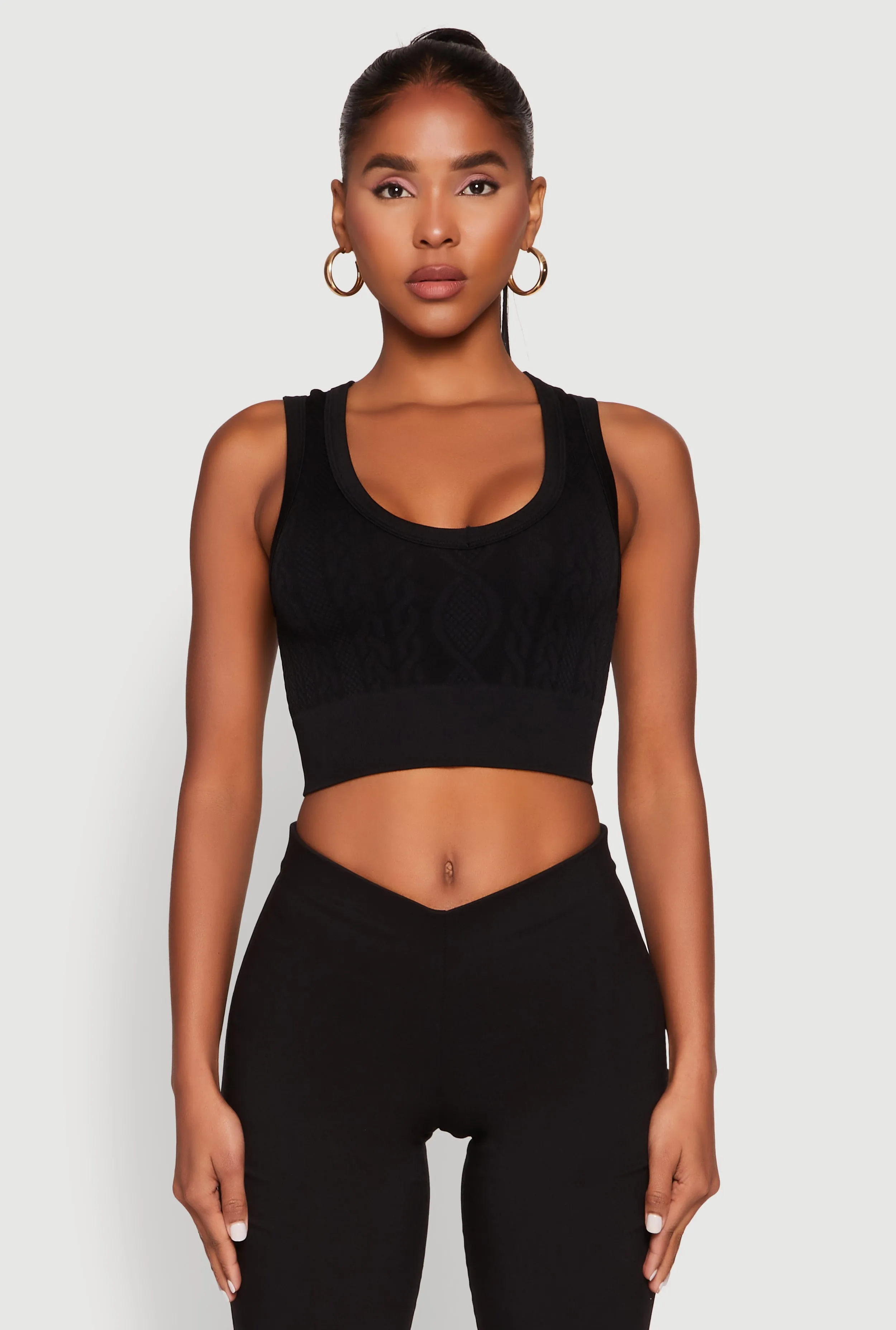 Seamless Scoop Neck Cable Knit Crop Top sold by Rainbow product image thumbnail 2