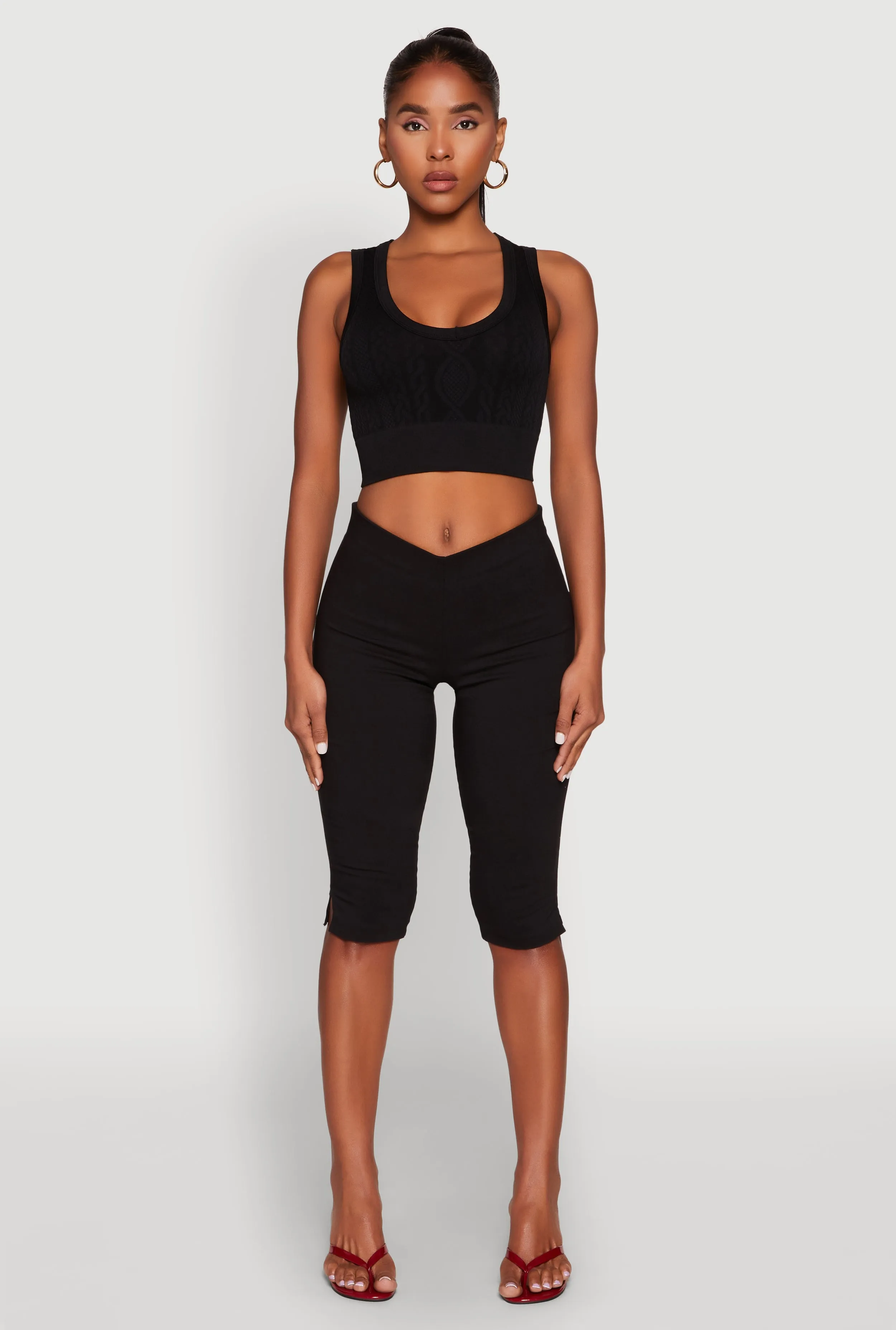 Seamless Scoop Neck Cable Knit Crop Top sold by Rainbow product image thumbnail 3