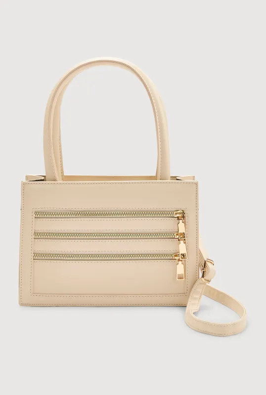 Triple Zipper Detail Convertible Handbag sold by Rainbow