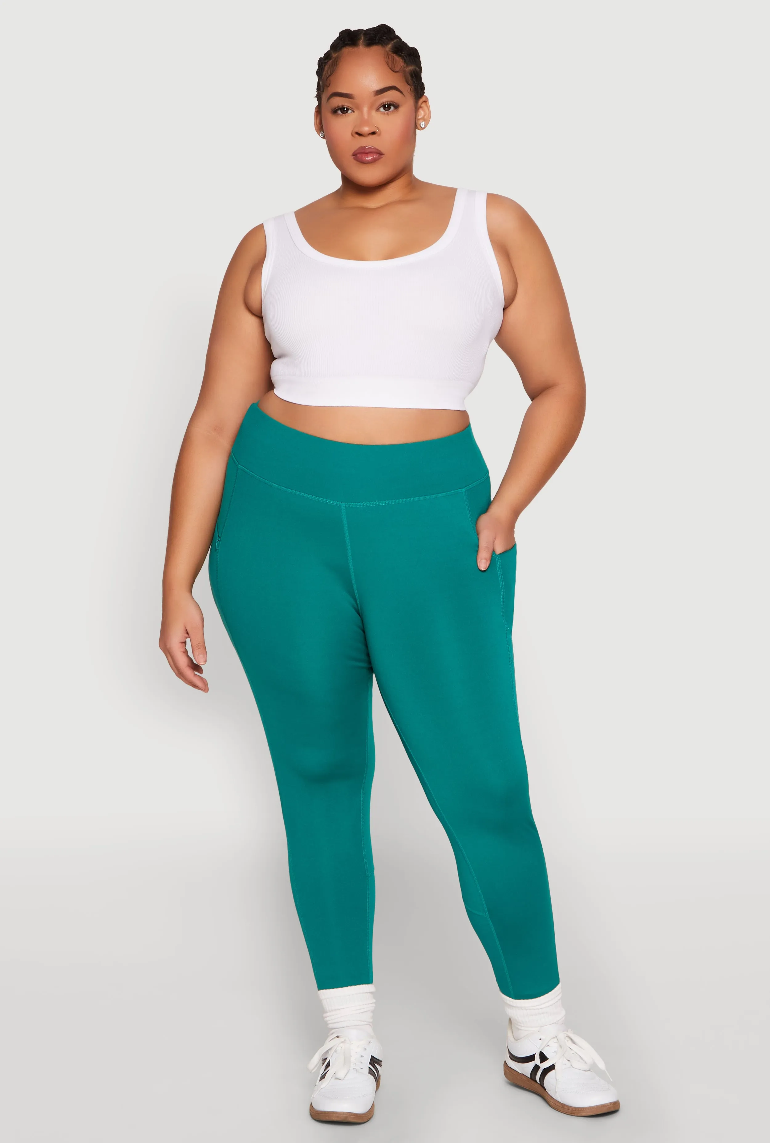 Plus Size Side Zip Pocket Leggings sold by Rainbow