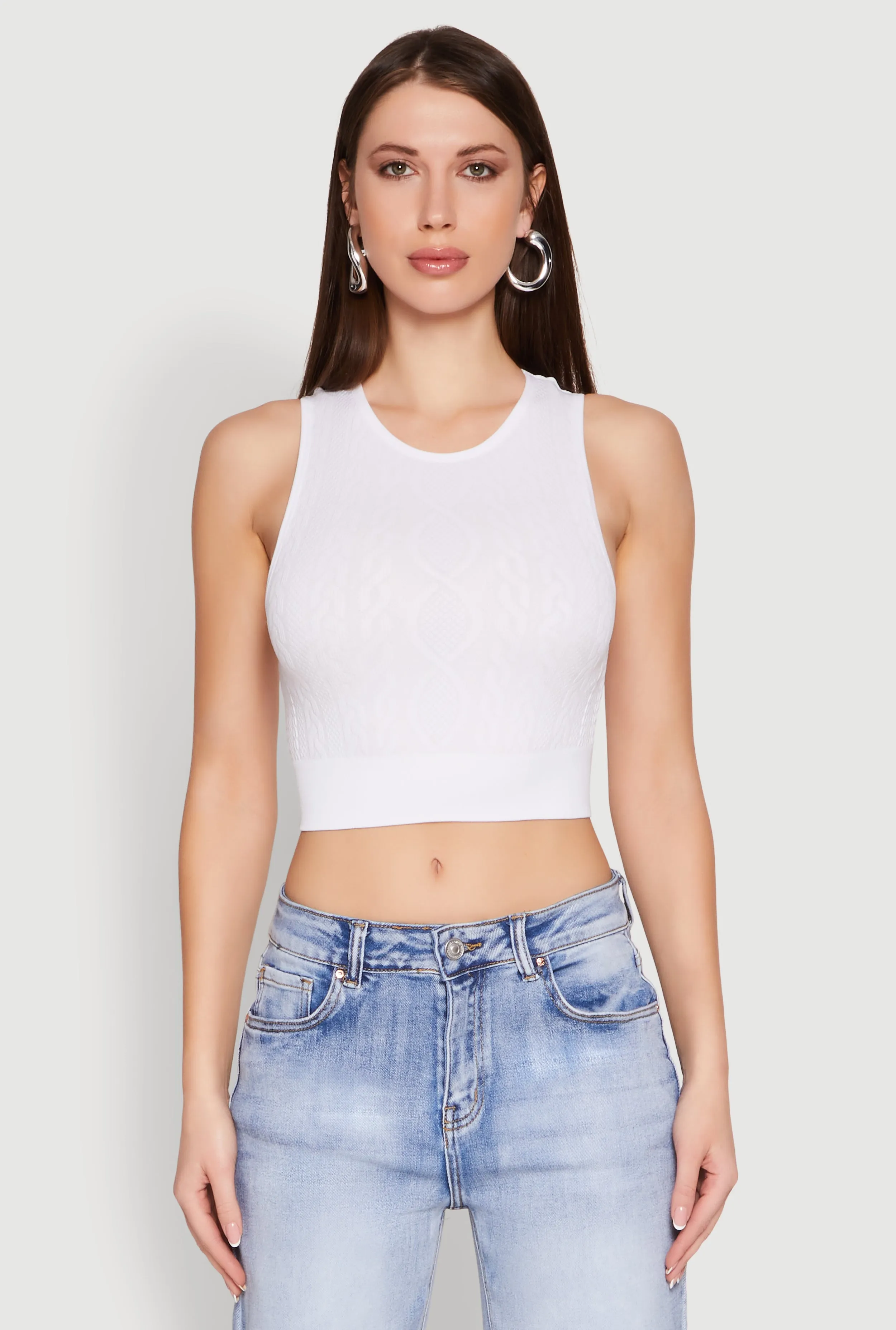 Seamless Cable Knit Crop Tank Top sold by Rainbow product image thumbnail 2