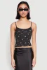 Ribbed Knit Lace Trim Ditsy Print Cami sold by Rainbow