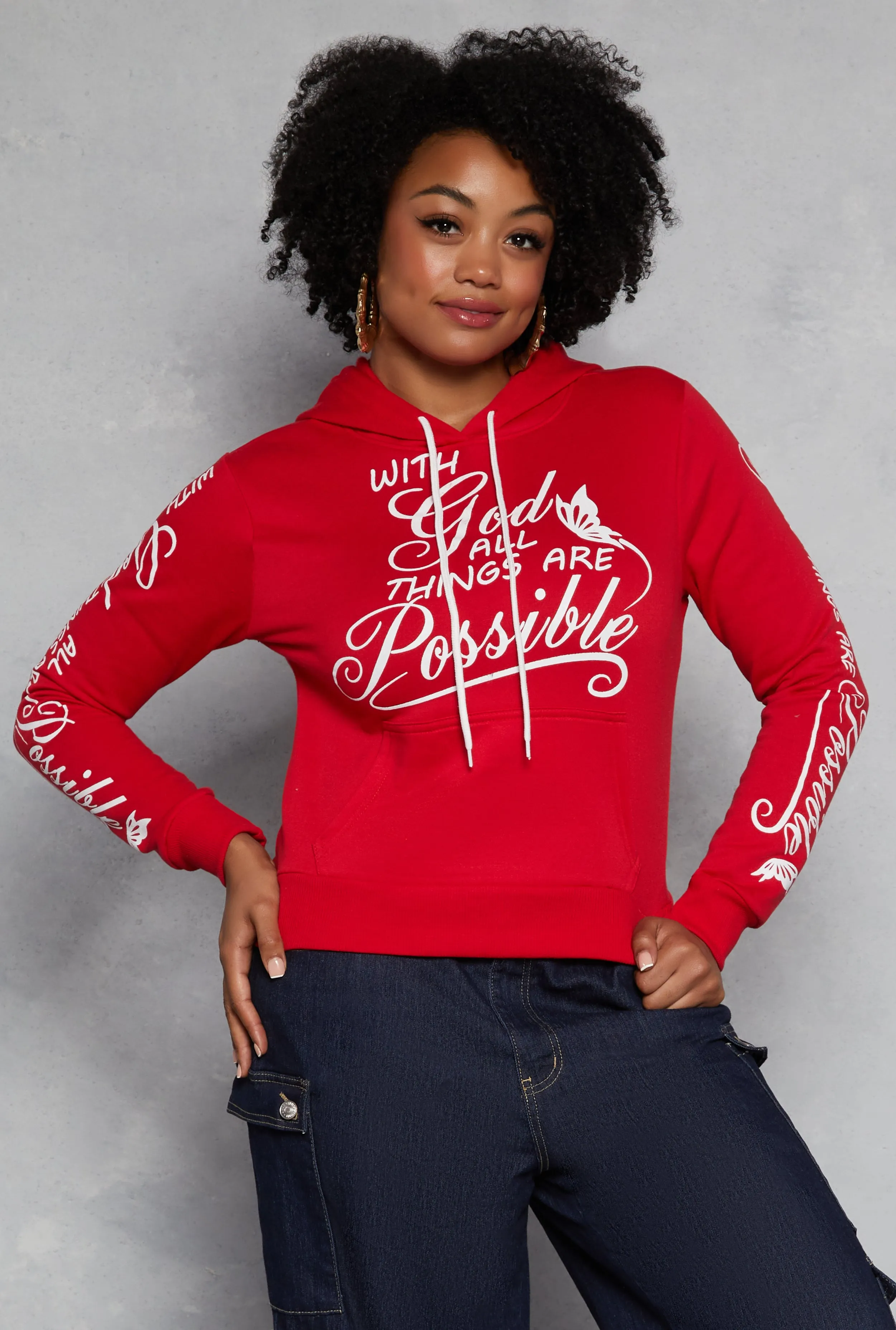 Plus Size All Things Are Possible Hooded Sweatshirt sold by Rainbow