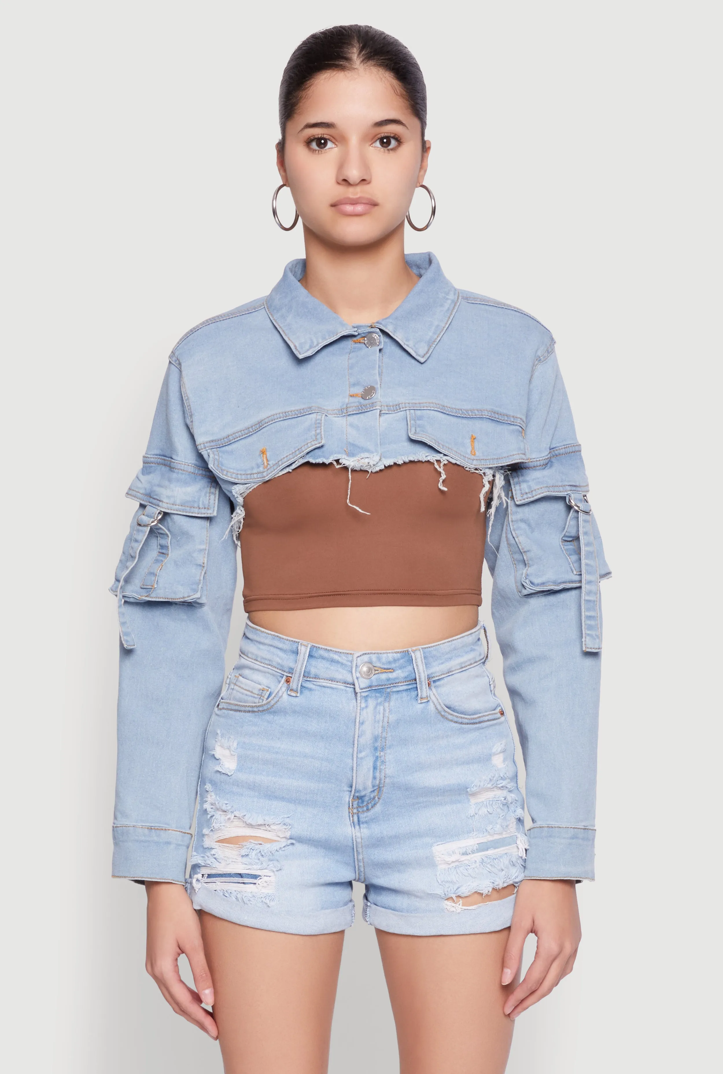 Daisy Cargo Pocket Sleeve Bolero Jean Jacket sold by Rainbow product image thumbnail 2