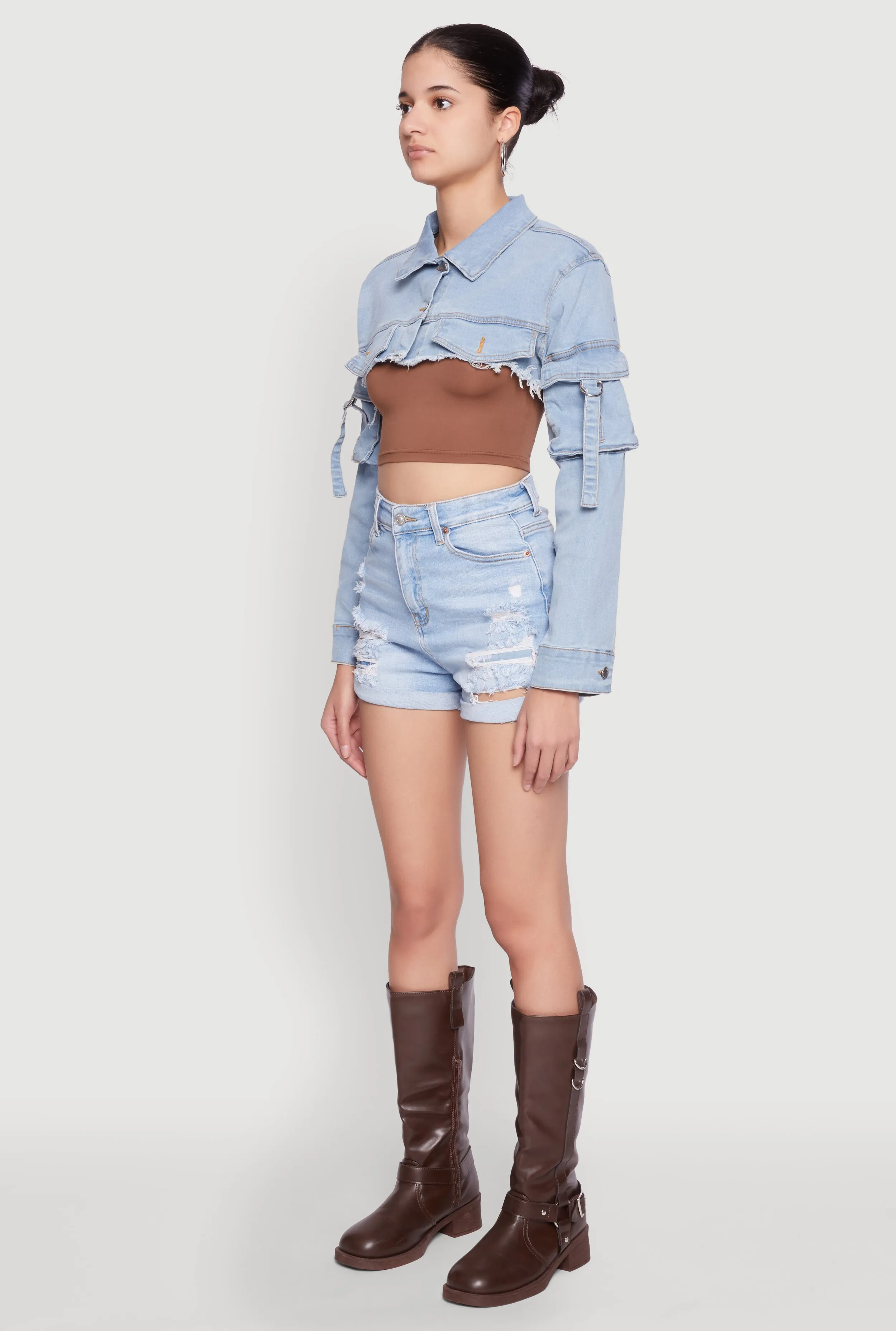 Daisy Cargo Pocket Sleeve Bolero Jean Jacket sold by Rainbow product image thumbnail 5