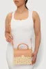 Faux Leather Detail Straw Convertible Handbag sold by Rainbow