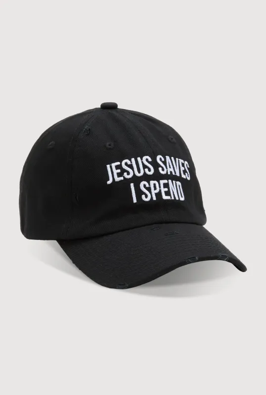 Jesus Saves I Spend Baseball Cap sold by Rainbow